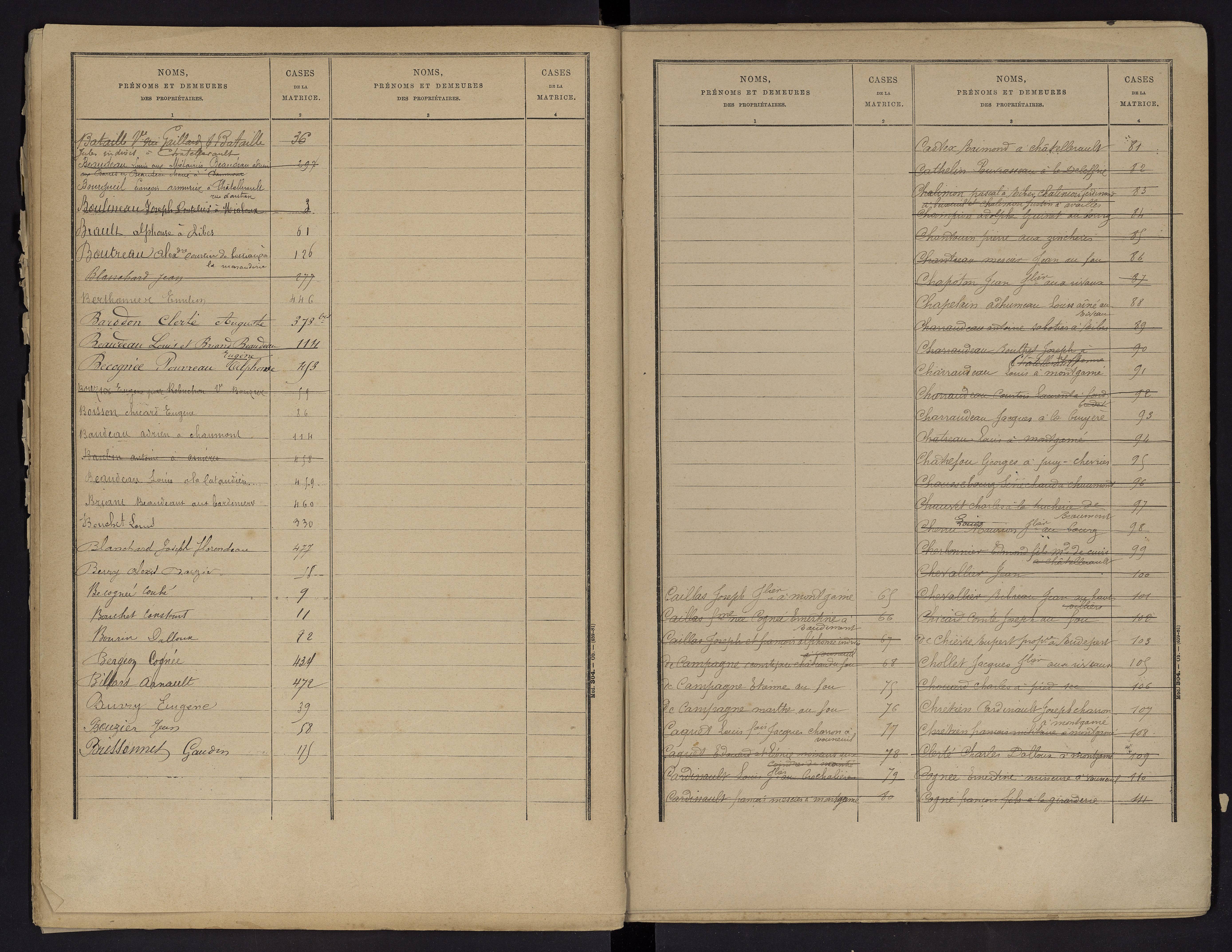 Vouneuil-sur-Vienne - FRAD086_cadastre Cases 1-479. 