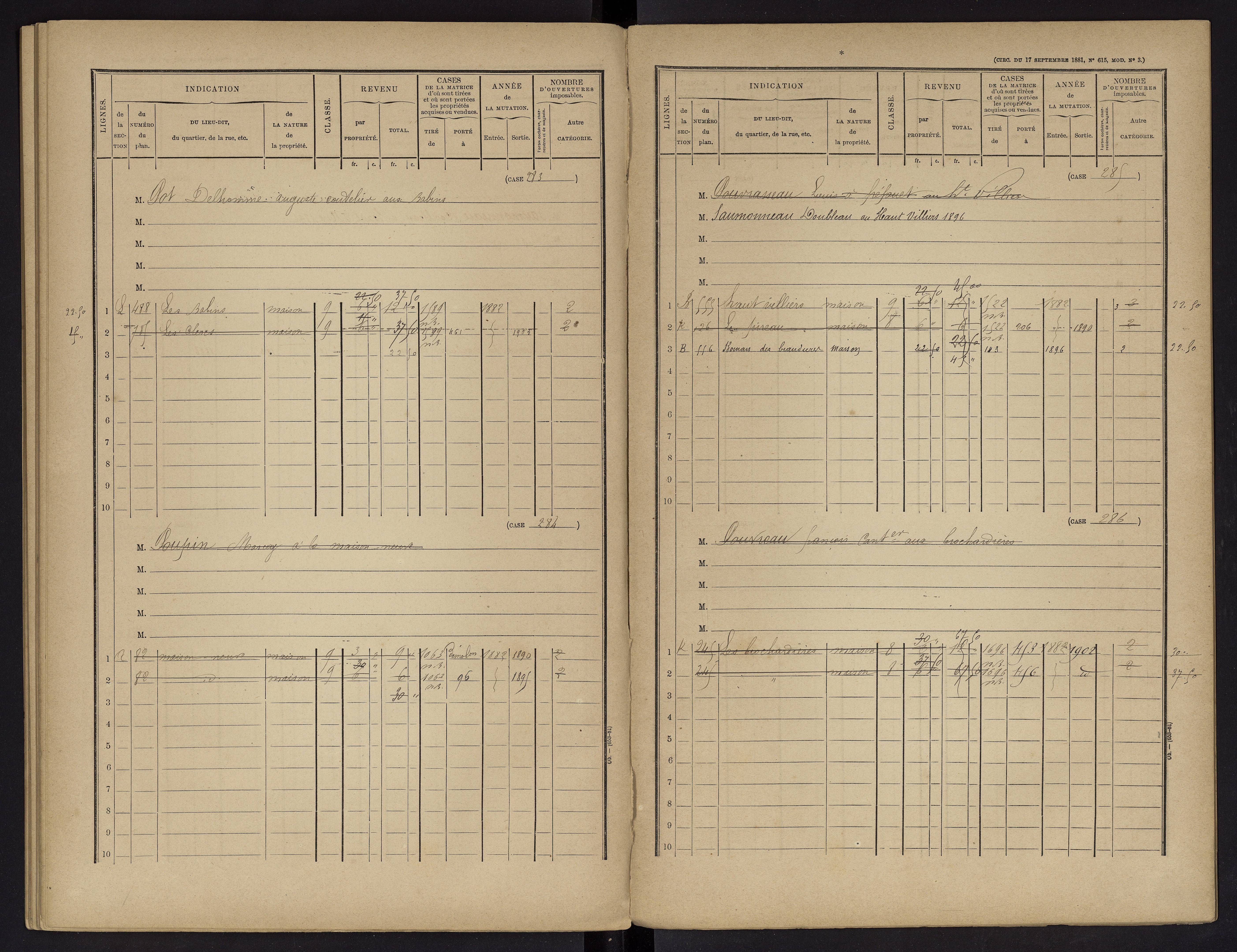 Vouneuil-sur-Vienne - FRAD086_cadastre Cases 1-479. 