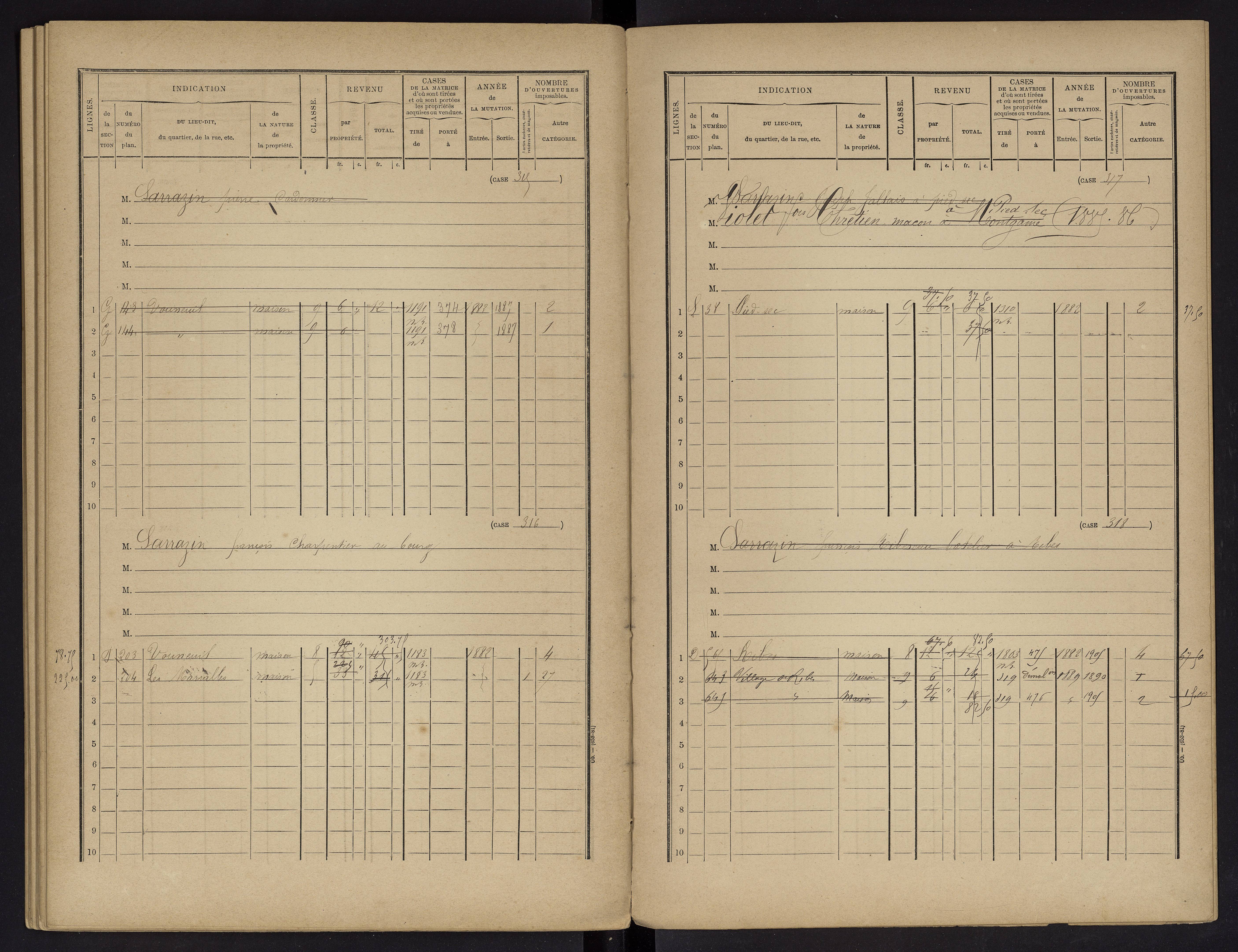 Vouneuil-sur-Vienne - FRAD086_cadastre Cases 1-479. 