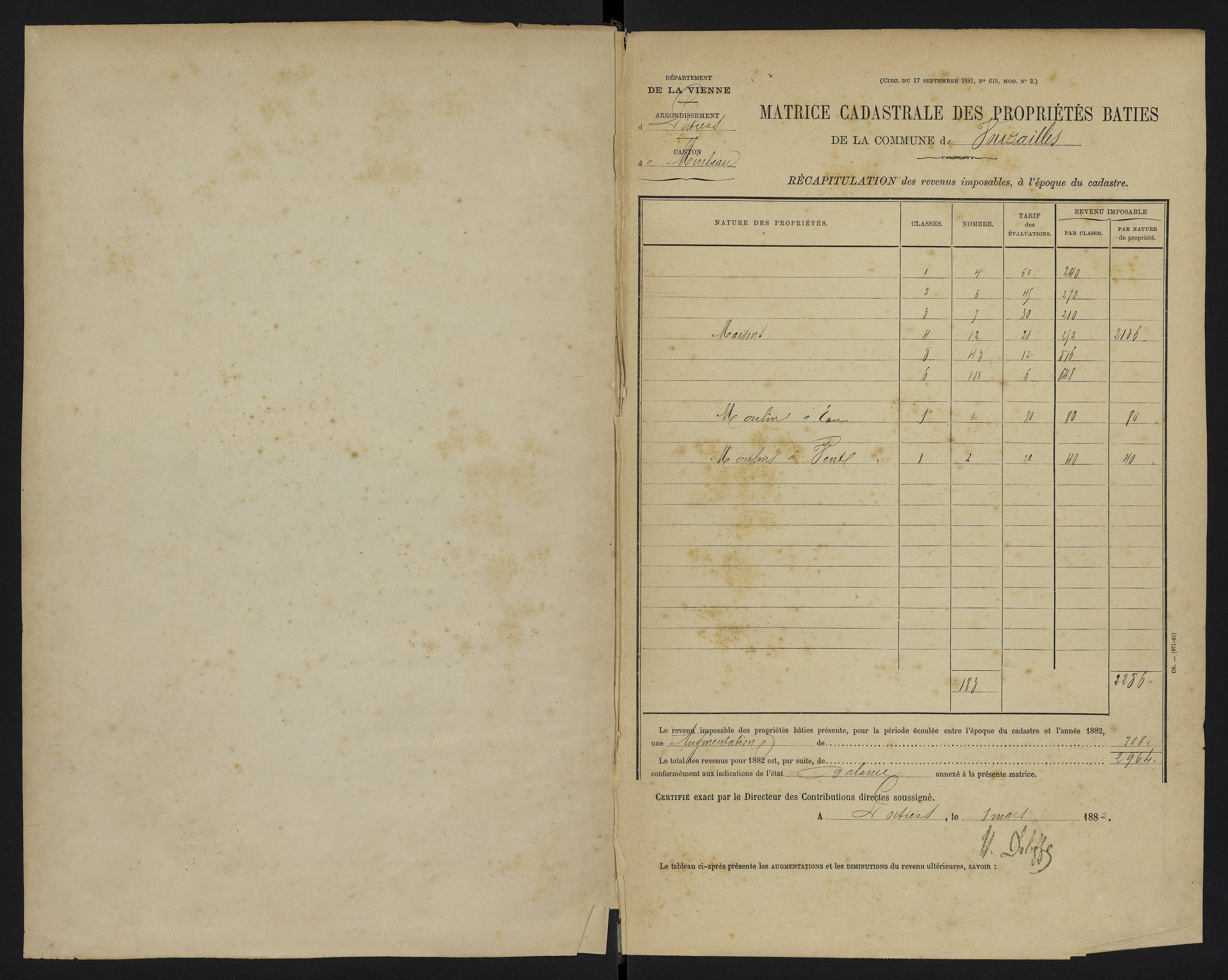 Vouzailles - FRAD086_cadastre Cases 1-279. 