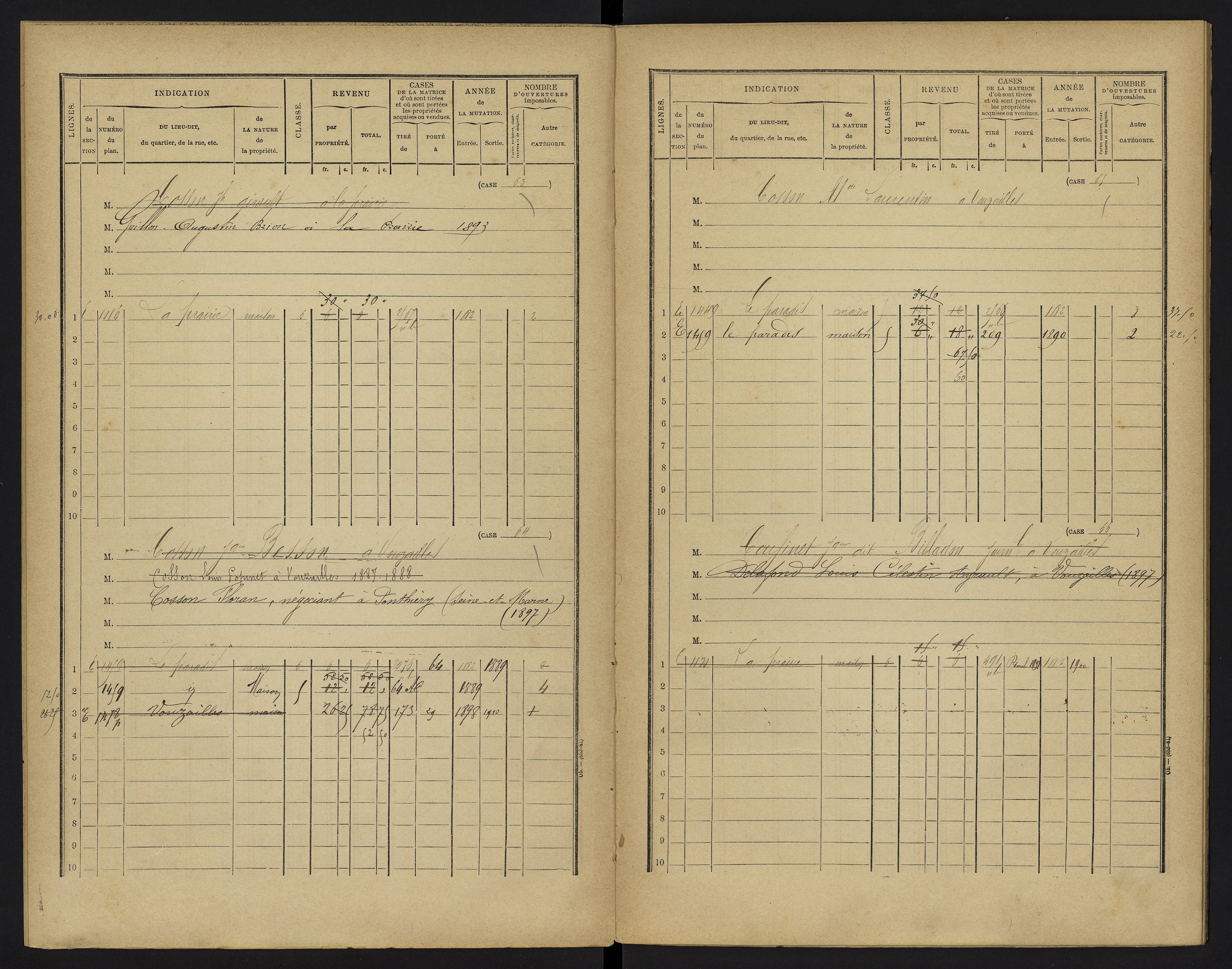 Vouzailles - FRAD086_cadastre Cases 1-279. 