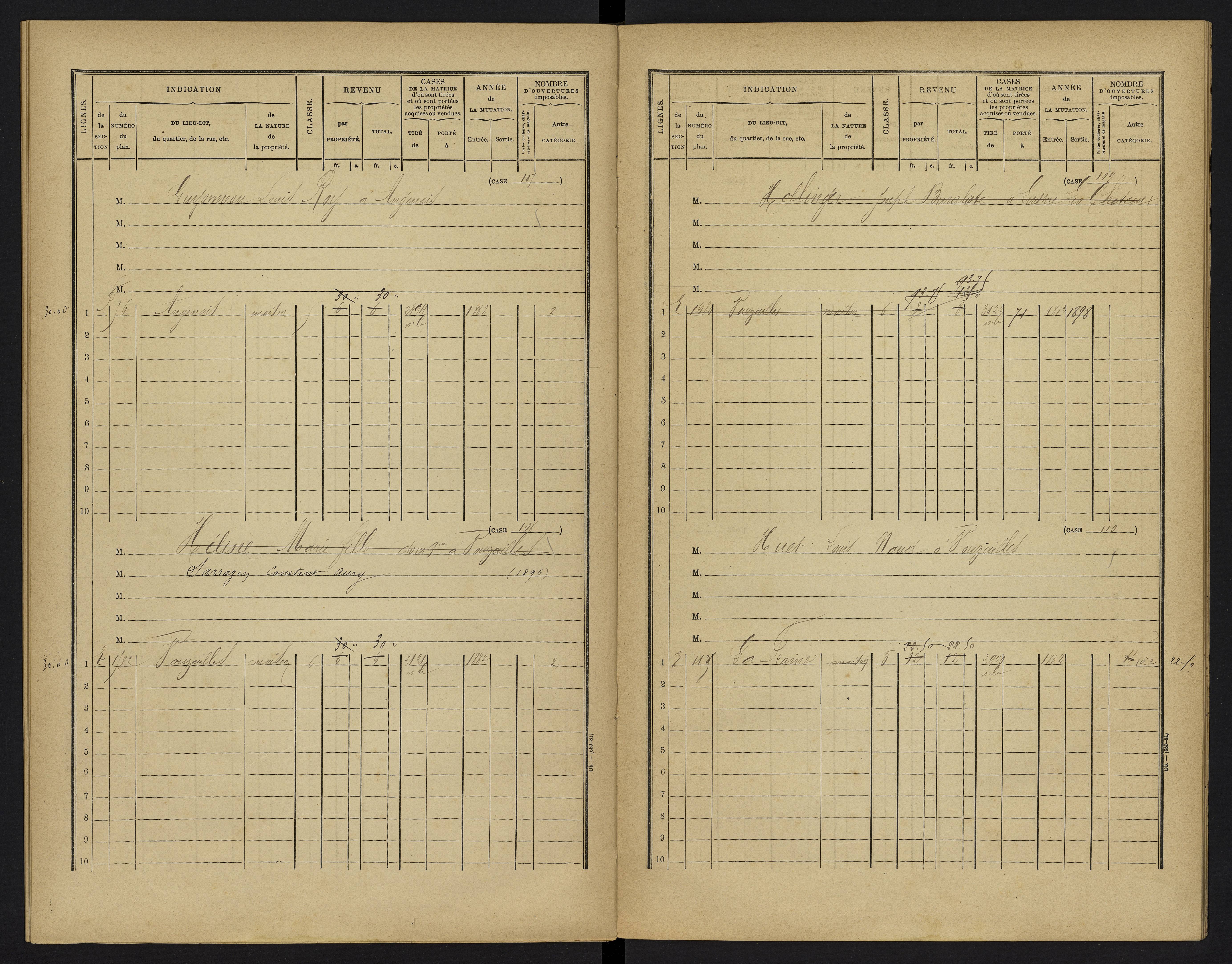 Vouzailles - FRAD086_cadastre Cases 1-279. 