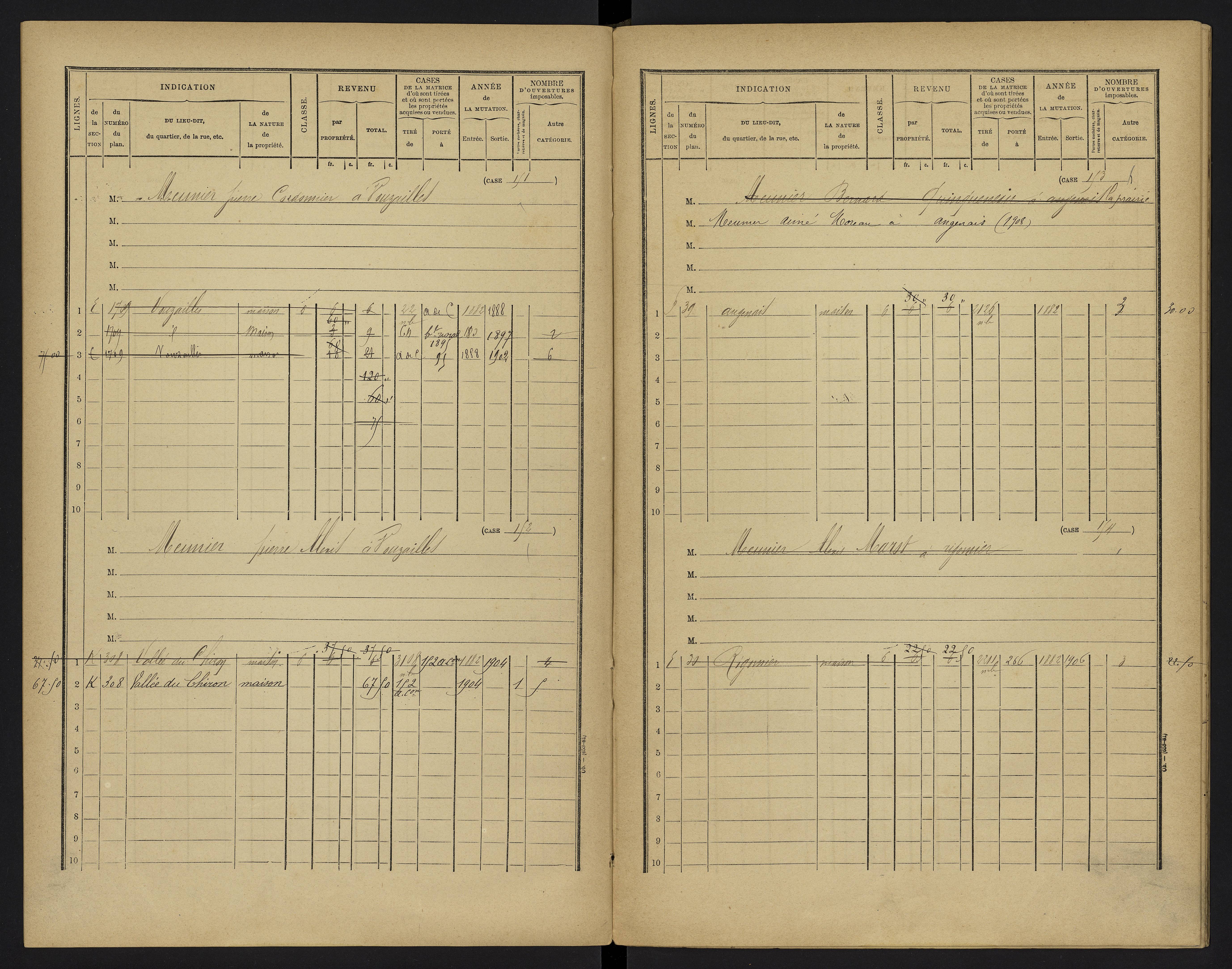 Vouzailles - FRAD086_cadastre Cases 1-279. 