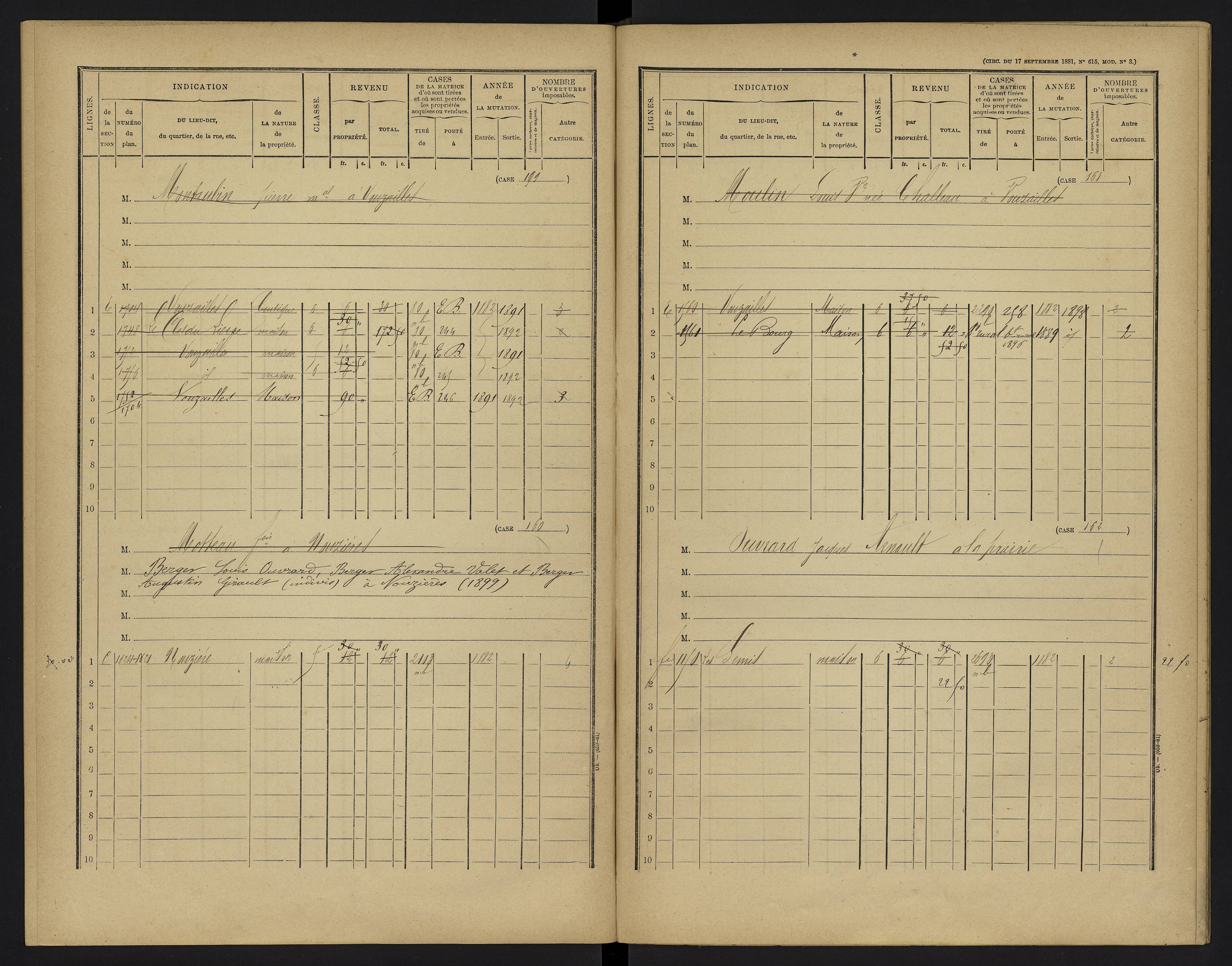 Vouzailles - FRAD086_cadastre Cases 1-279. 