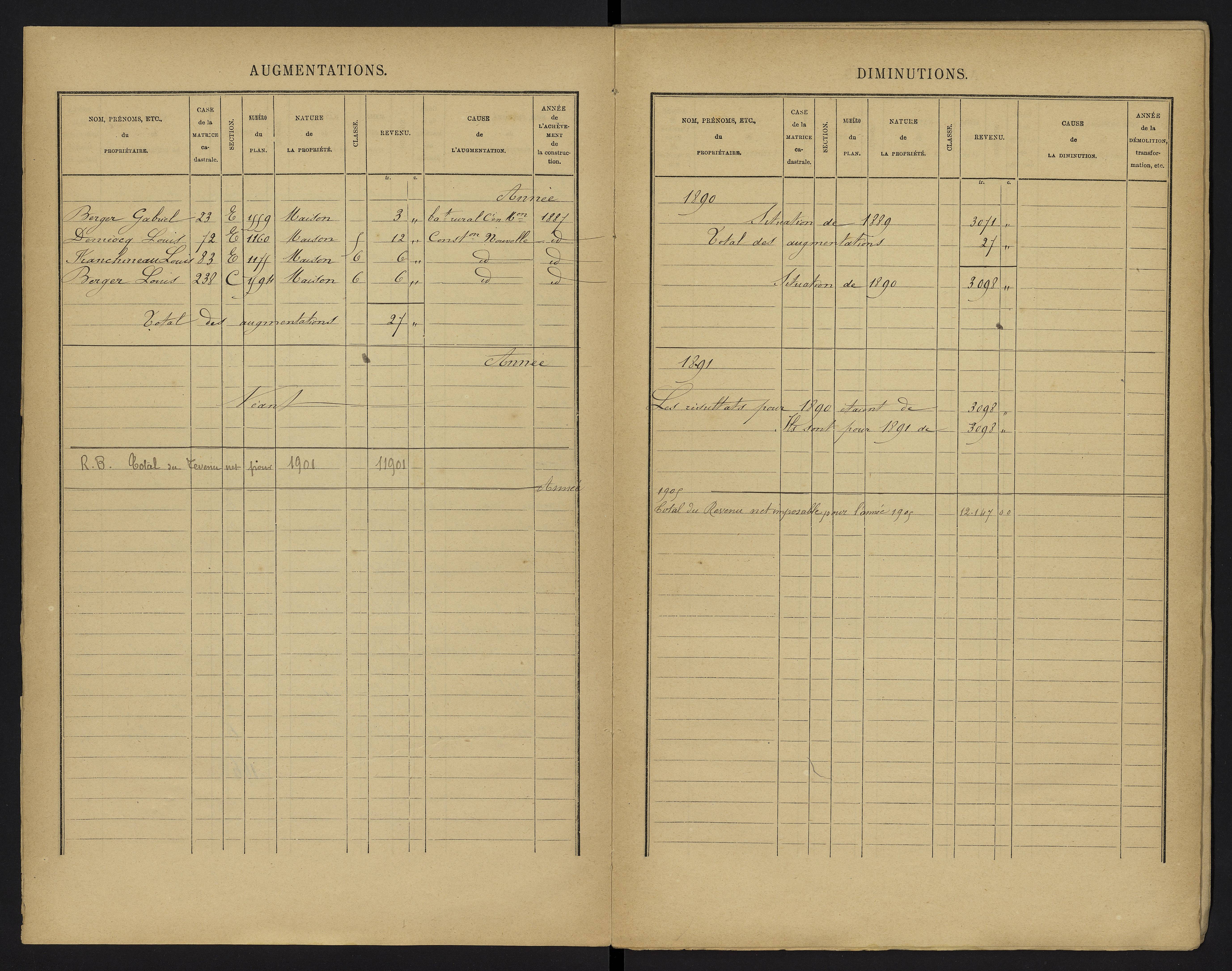 Vouzailles - FRAD086_cadastre Cases 1-279. 