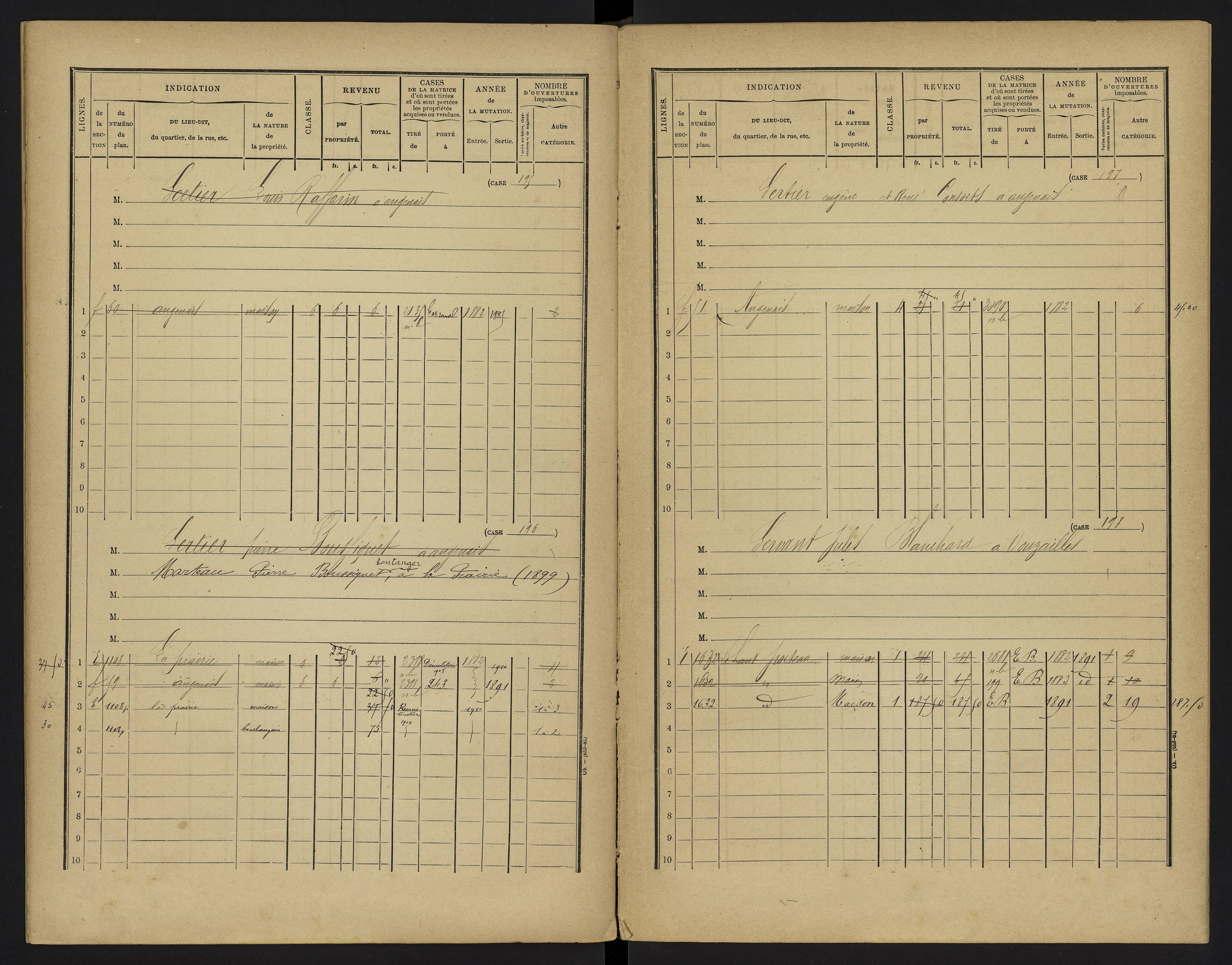 Vouzailles - FRAD086_cadastre Cases 1-279. 