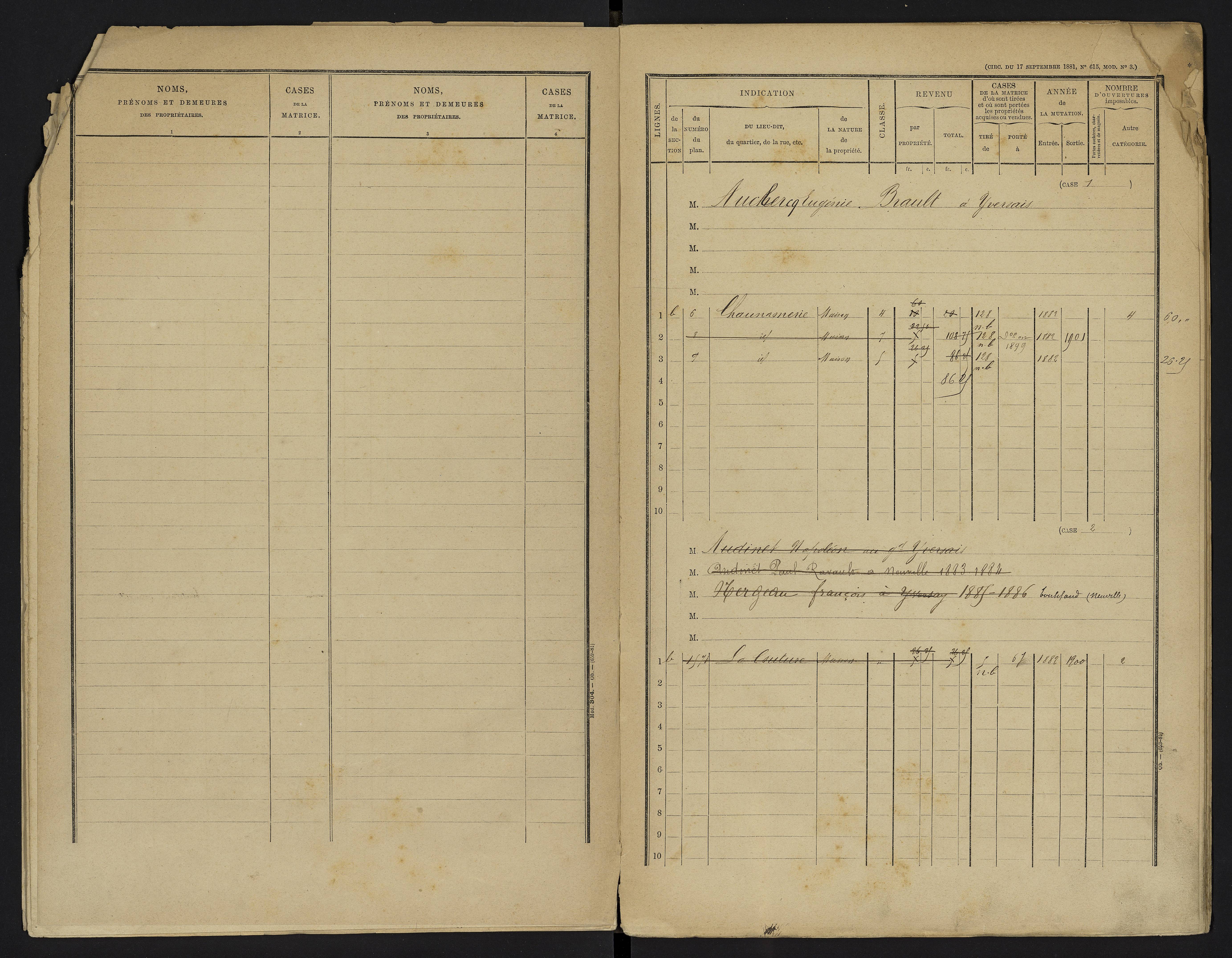 Yversay - FRAD086_cadastre Cases 1-104. 