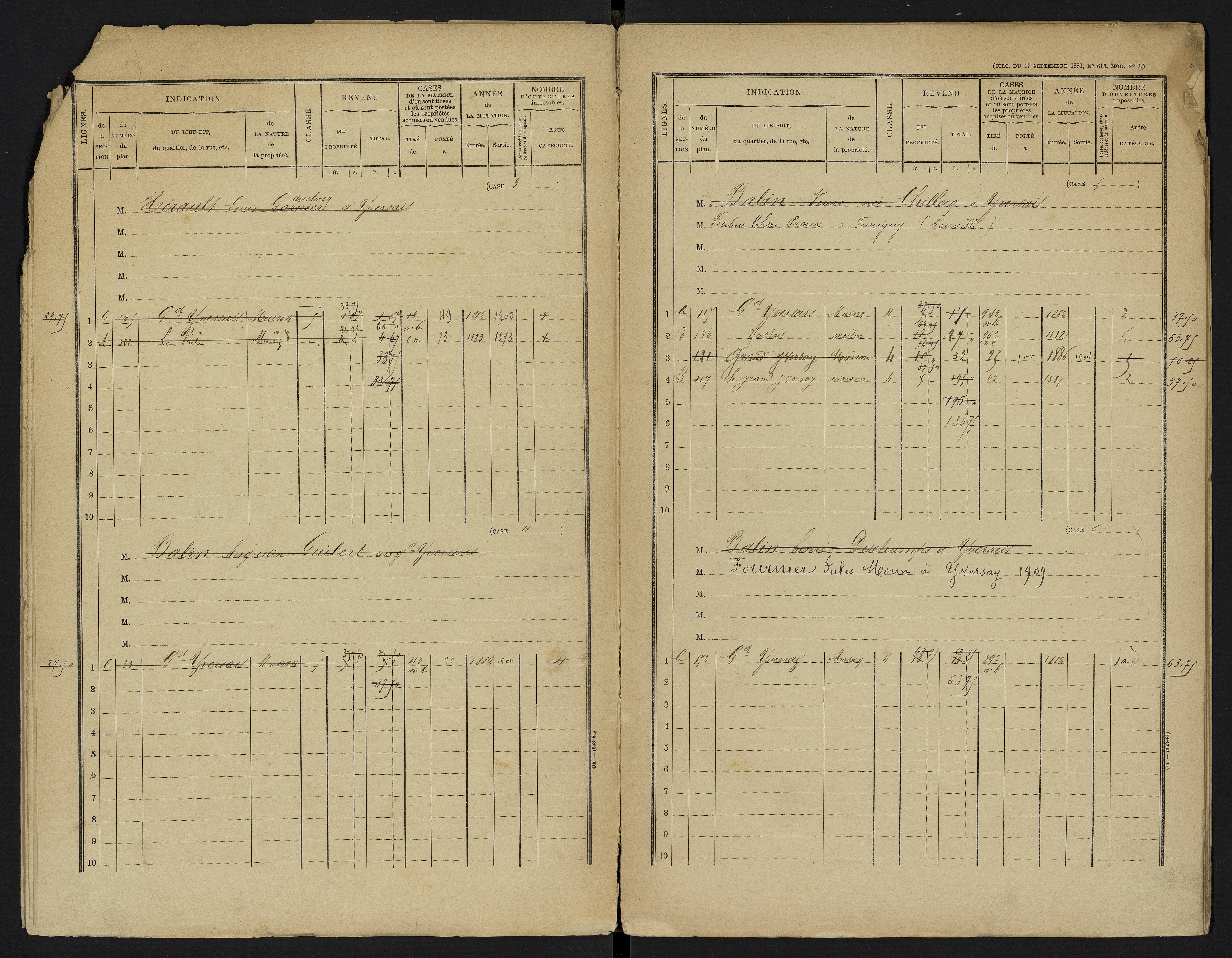 Yversay - FRAD086_cadastre Cases 1-104. 