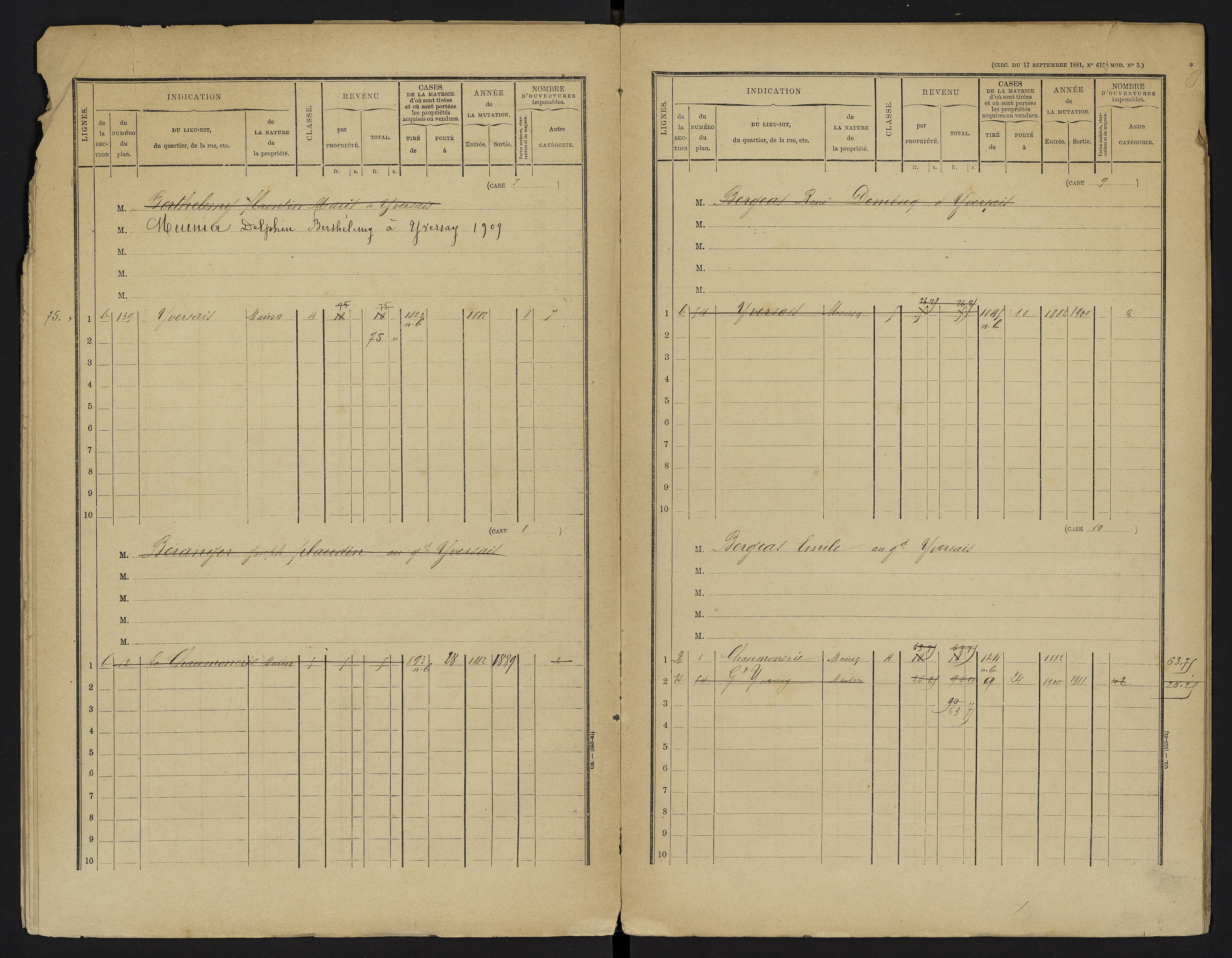 Yversay - FRAD086_cadastre Cases 1-104. 