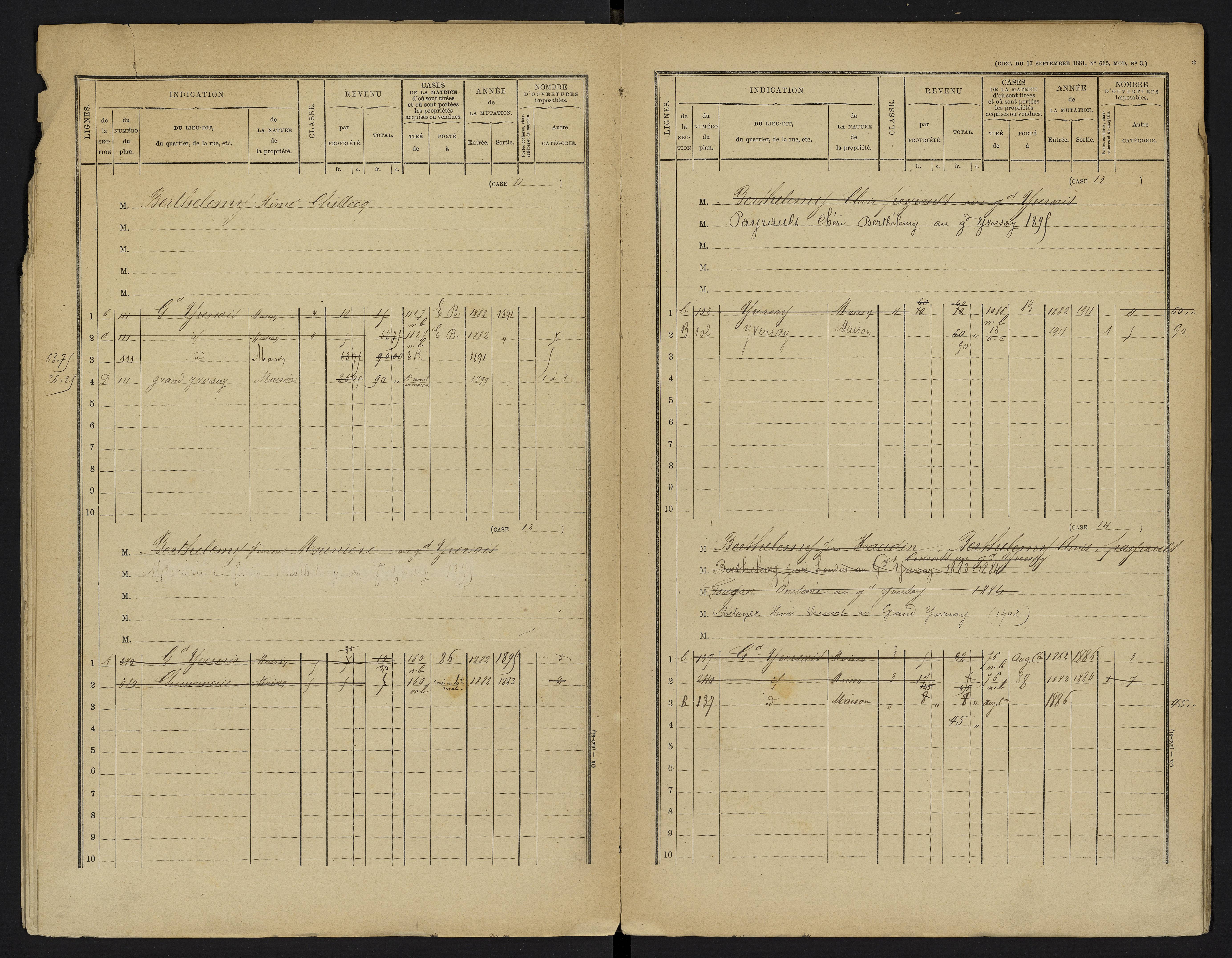Yversay - FRAD086_cadastre Cases 1-104. 