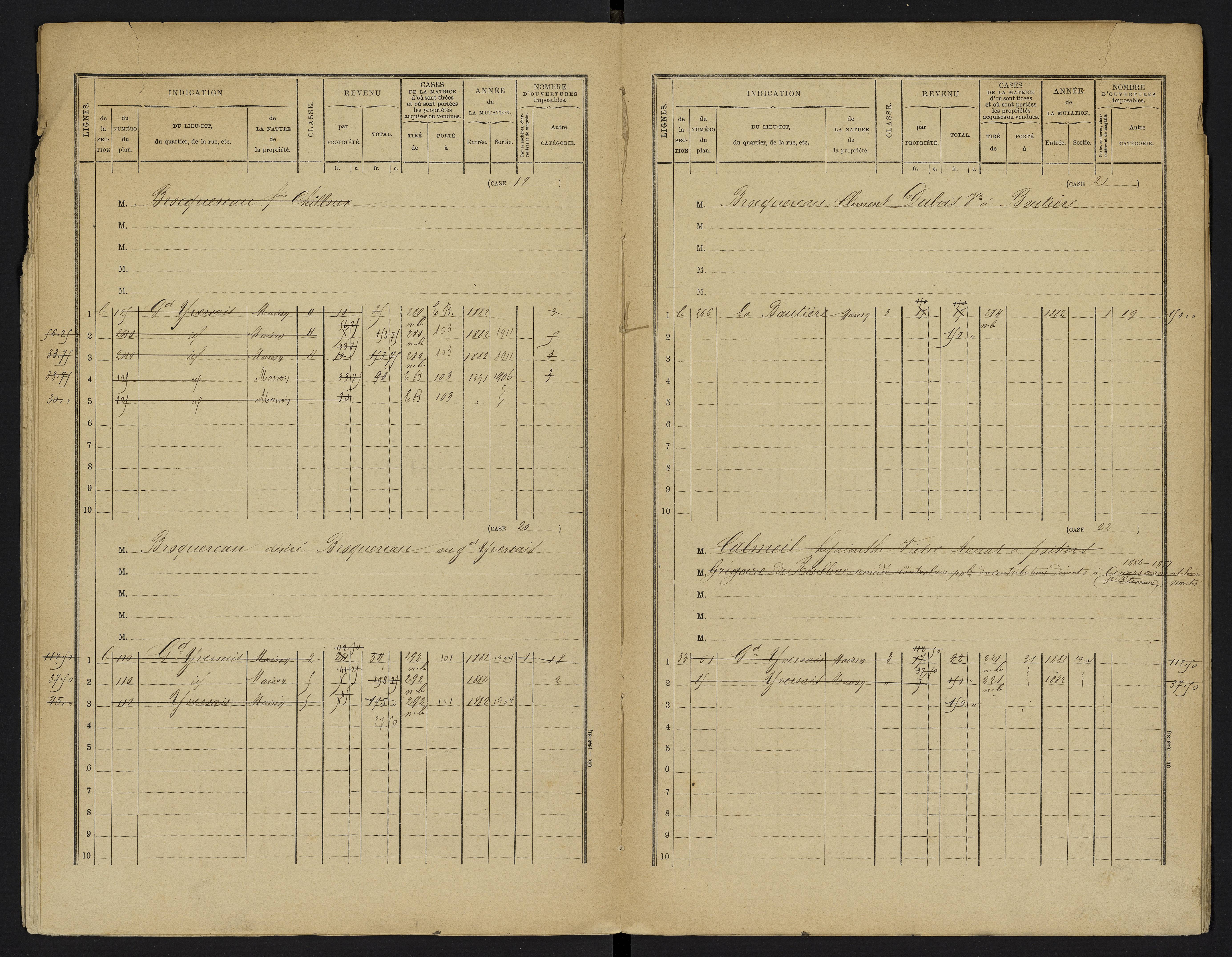 Yversay - FRAD086_cadastre Cases 1-104. 