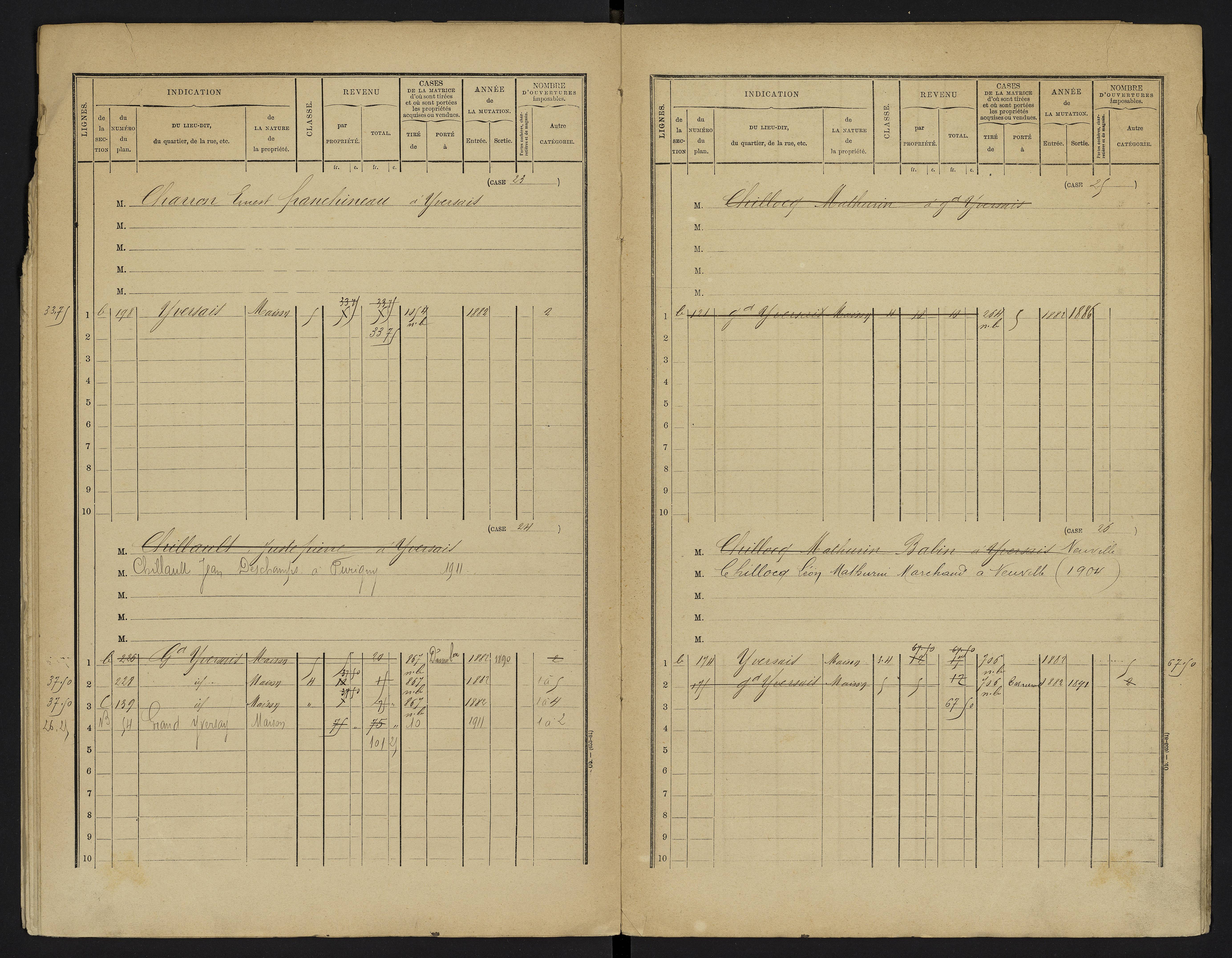 Yversay - FRAD086_cadastre Cases 1-104. 