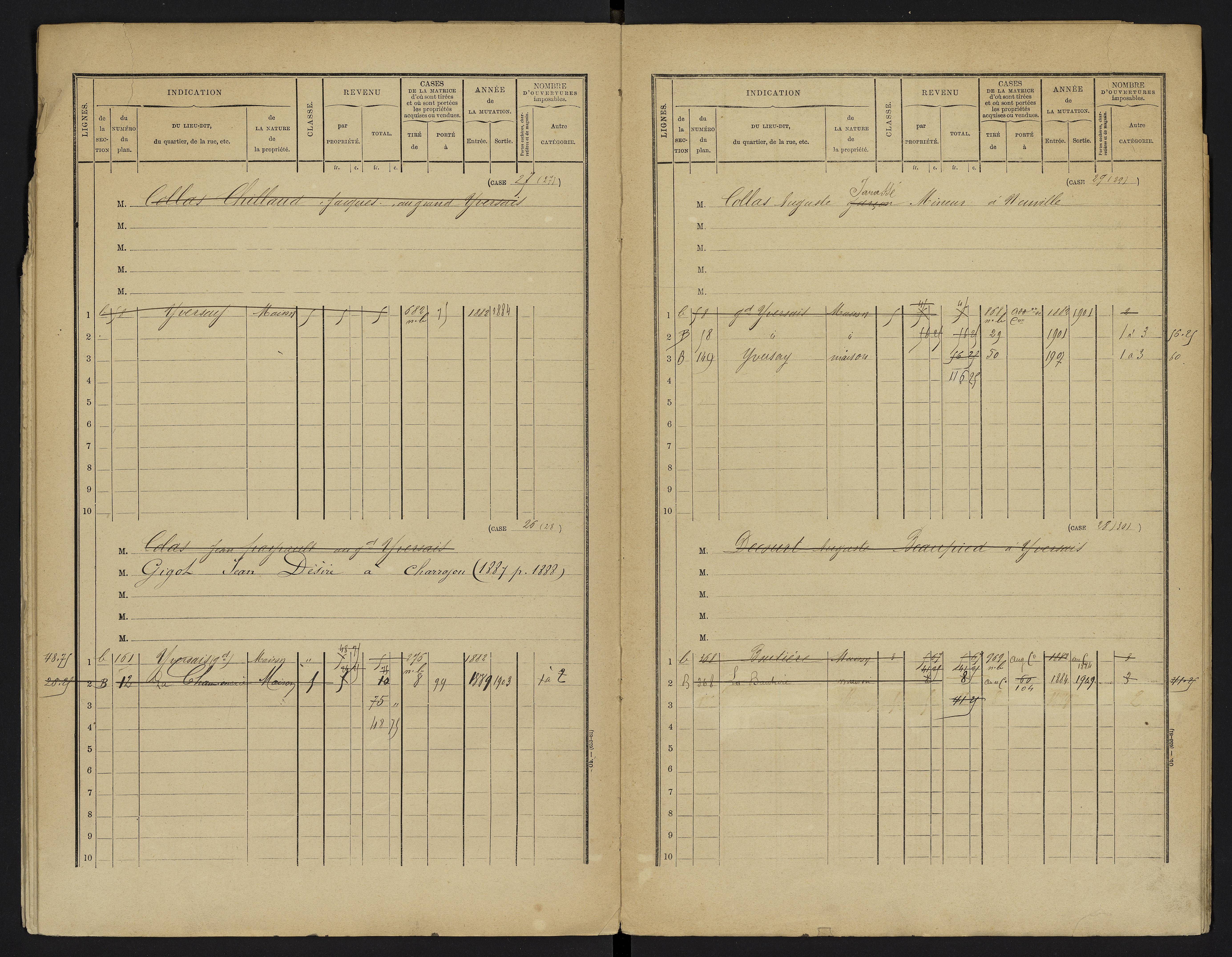 Yversay - FRAD086_cadastre Cases 1-104. 