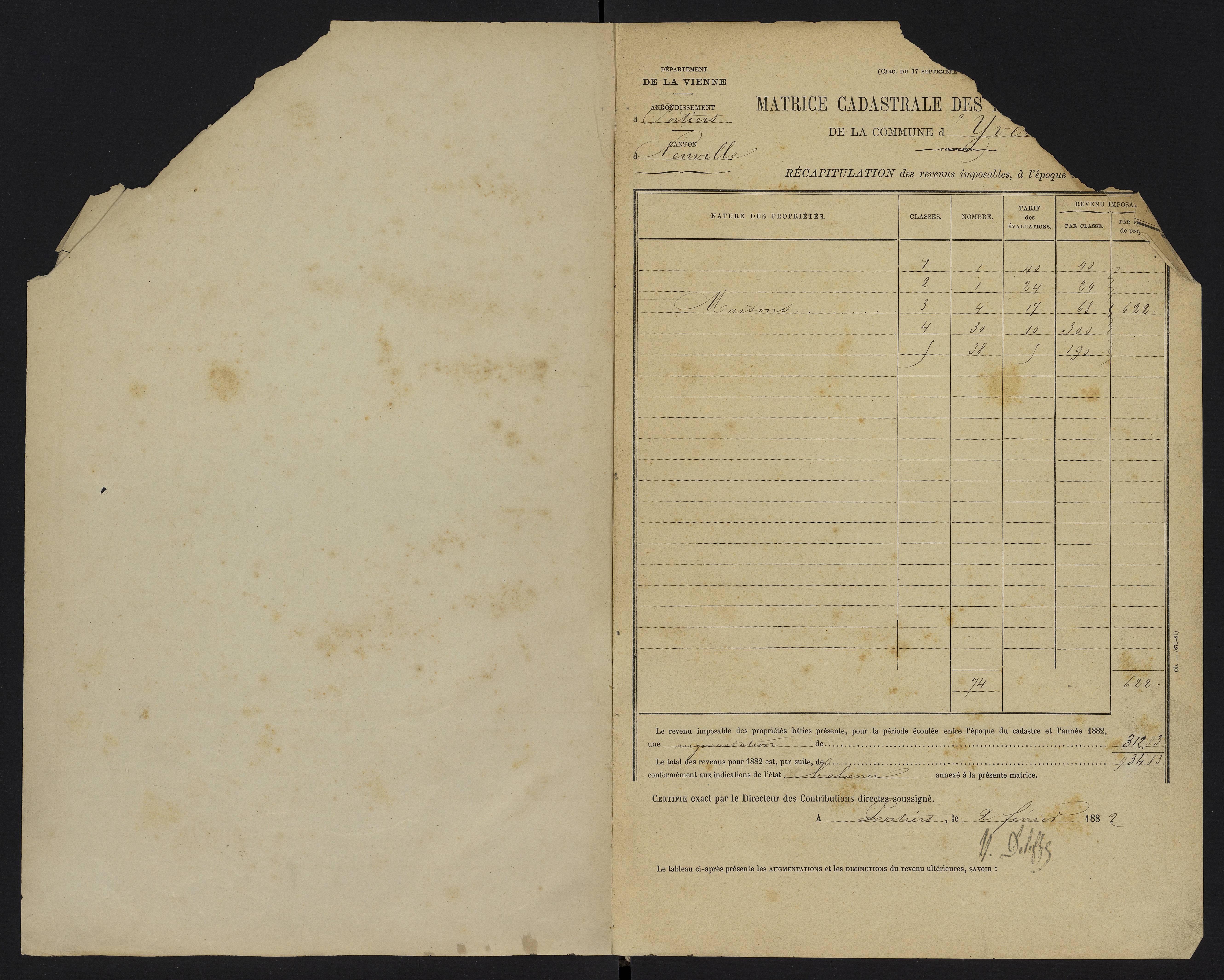 Yversay - FRAD086_cadastre Cases 1-104. 