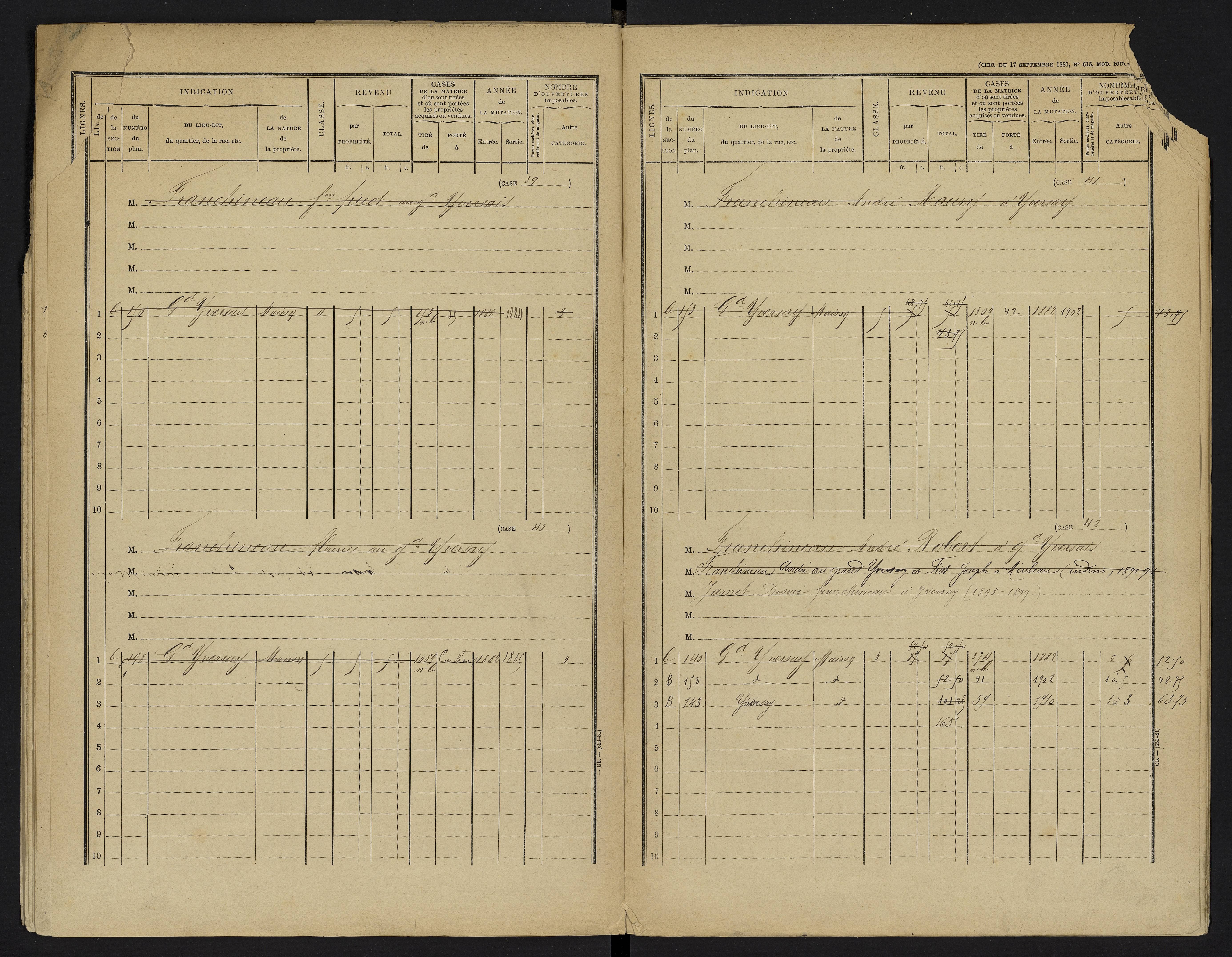 Yversay - FRAD086_cadastre Cases 1-104. 