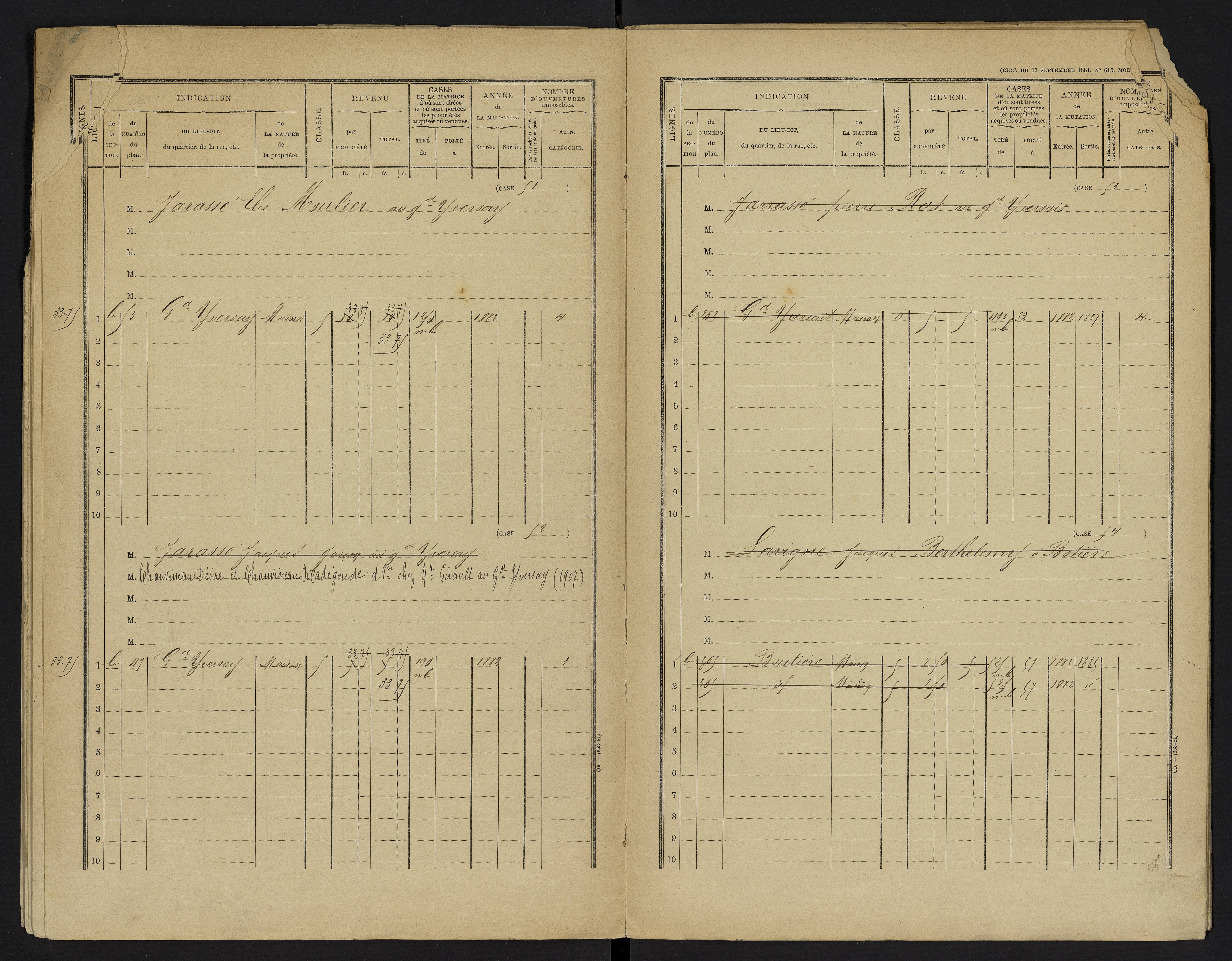 Yversay - FRAD086_cadastre Cases 1-104. 