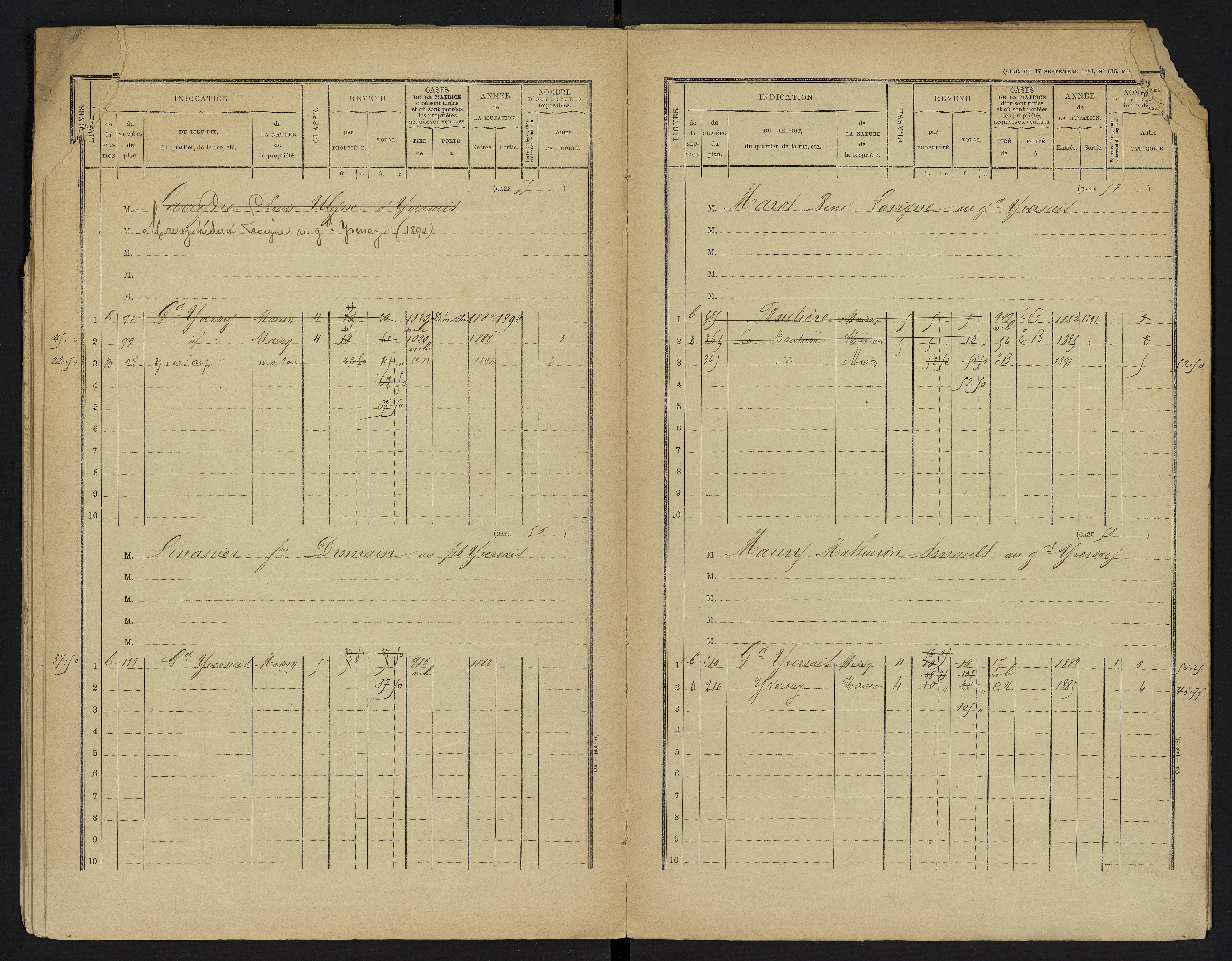 Yversay - FRAD086_cadastre Cases 1-104. 