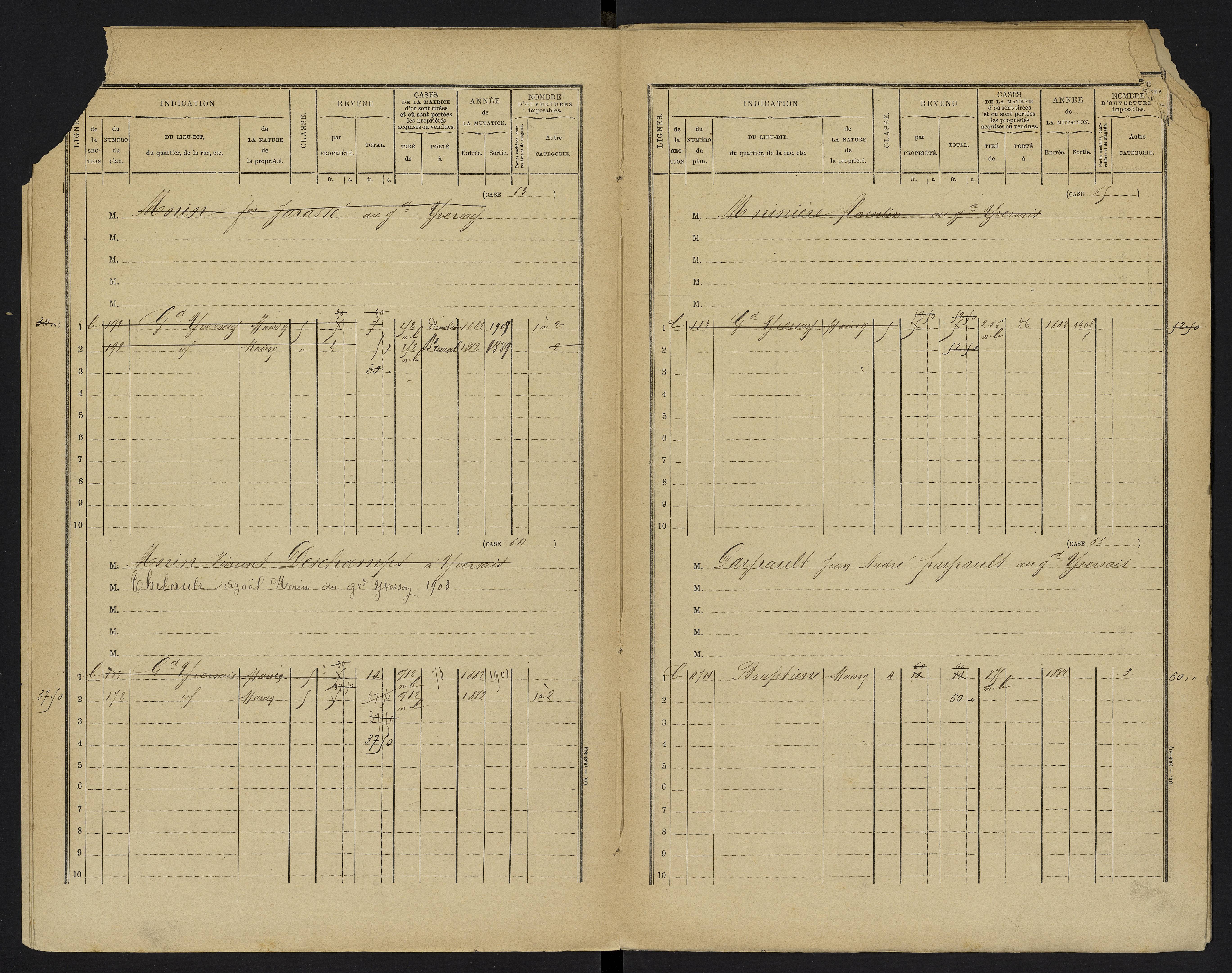 Yversay - FRAD086_cadastre Cases 1-104. 