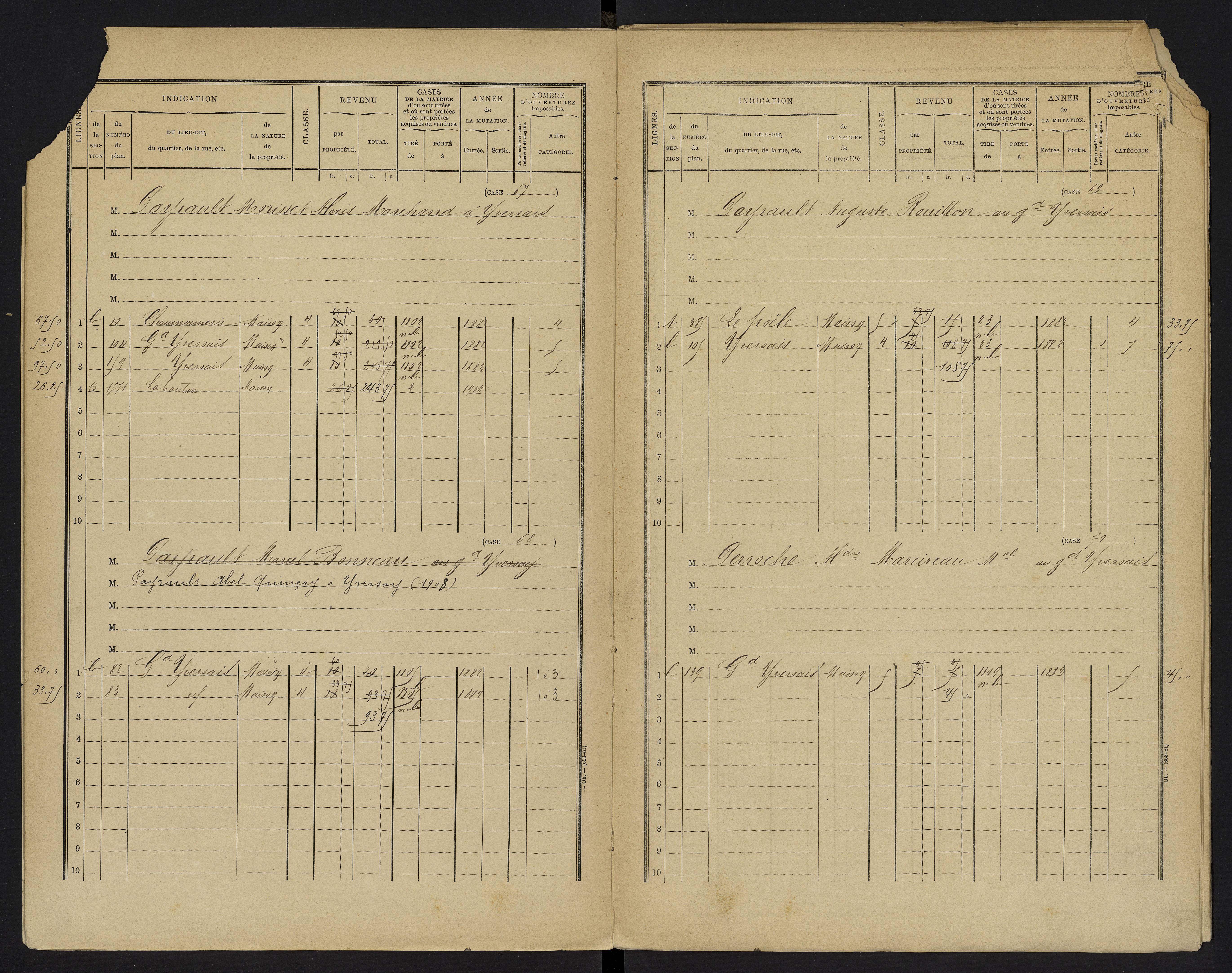 Yversay - FRAD086_cadastre Cases 1-104. 