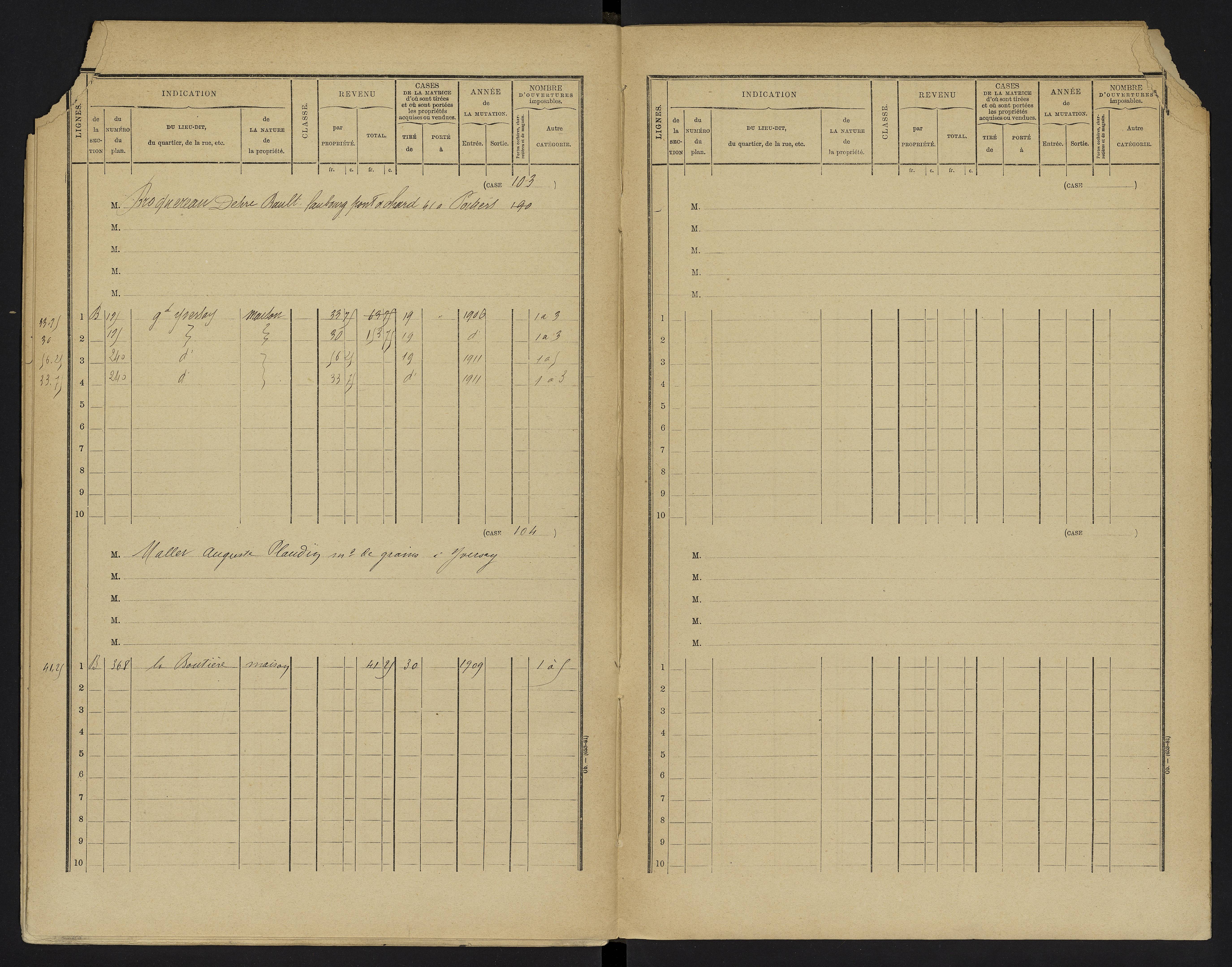 Yversay - FRAD086_cadastre Cases 1-104. 