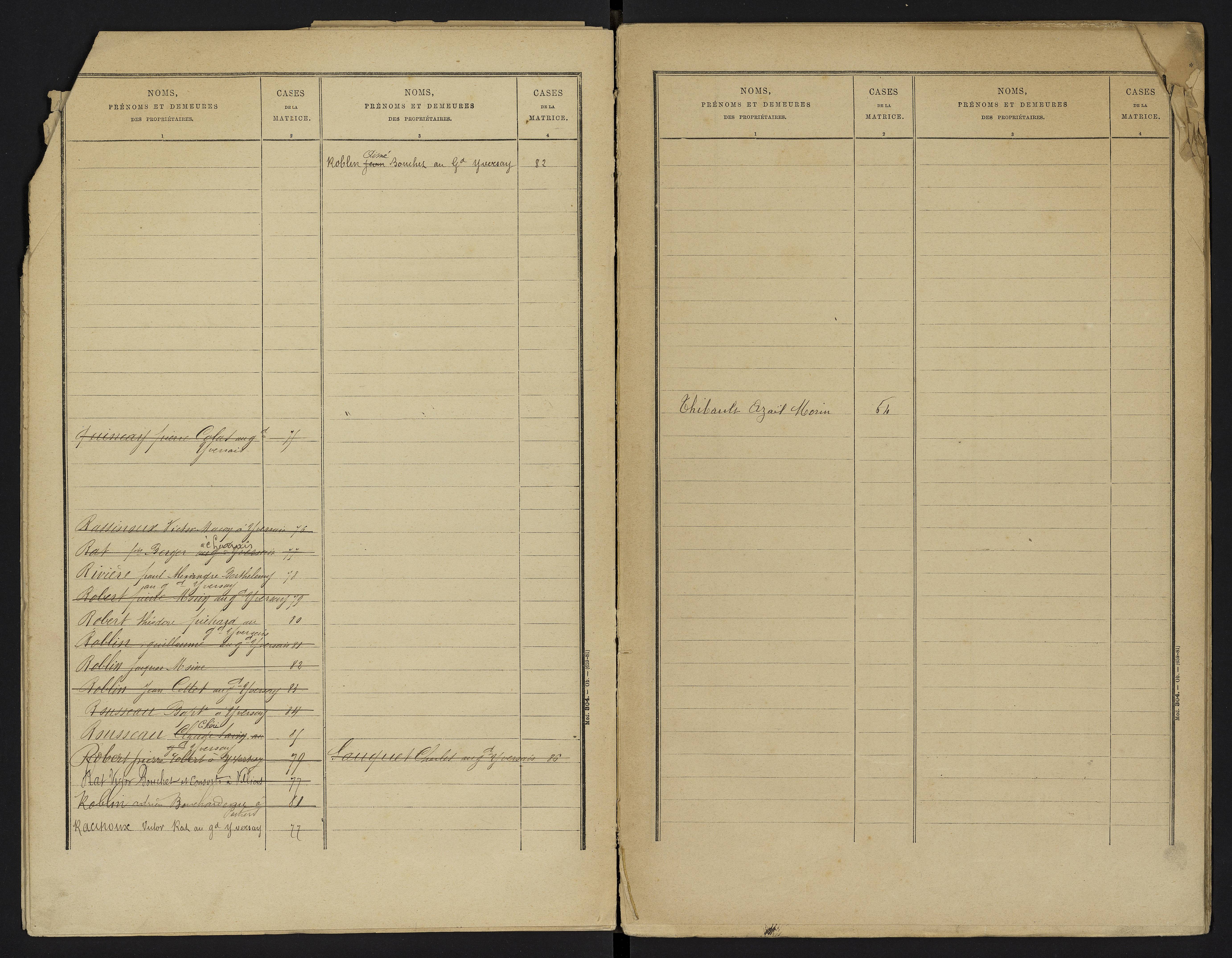 Yversay - FRAD086_cadastre Cases 1-104. 
