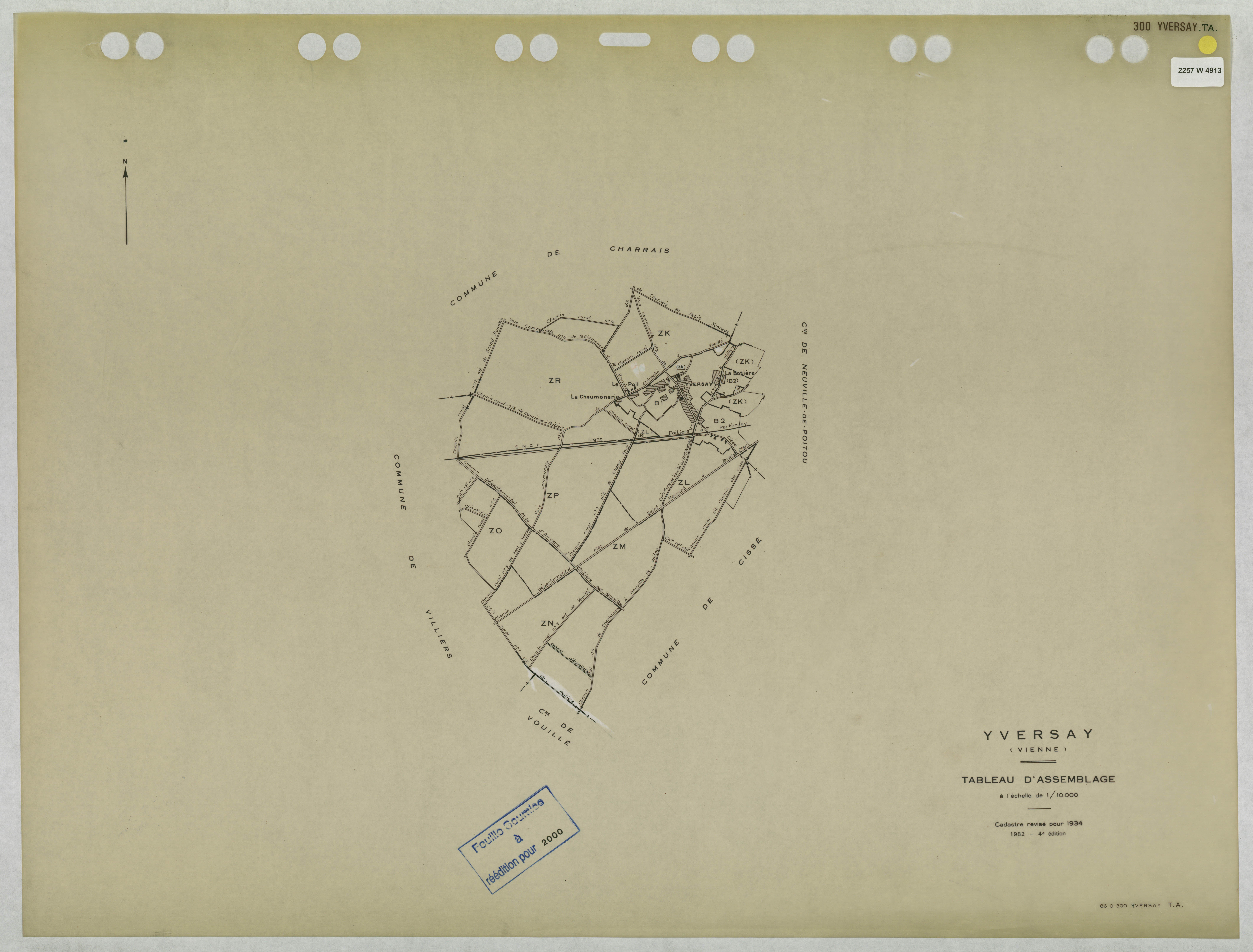 Yversay - FRAD086_cadastre Tableau d'assemblage (1 feuille) 