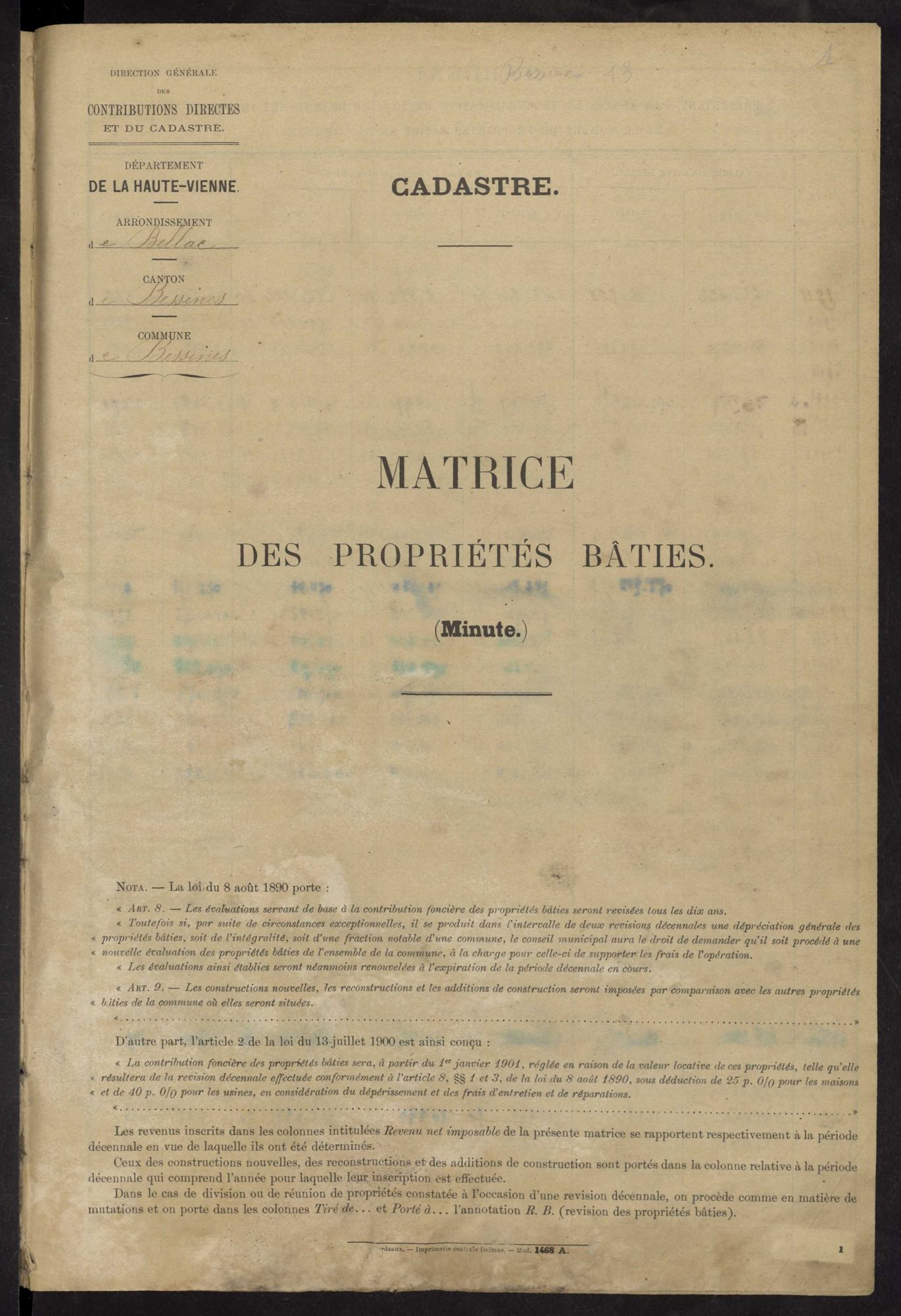 Bessines-sur-Gartempe 3 P 24 / 17 1910-1936