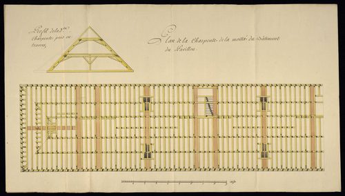 Construction du magasin à fourrage de Belfort. Projet de construction d'une caserne à Belfort. Procès-verbal d'adjudication d'un hôpital militaire à Belfort.
