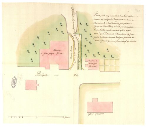 Etablissement et entretien de chemins à Anjoutey, Argiésans, Banvillars, Bavilliers, Buc, Bourogne, Fontaine, Grandvillars, Morvillars, Rougegoutte : requêtes, ordonnances, plans, marchés, correspondance.