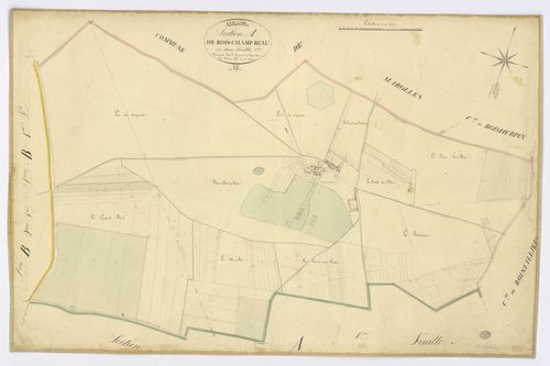 ABBEVILLE-LA-RIVIERE. - Section A - Bois-Champ-Beau, 2, ech. 1/2500, coul., aquarelle, papier, 67x101 (1831). 
