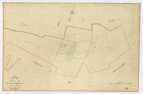 ABBEVILLE-LA-RIVIERE. - Section A - Bois-Champ-Beau, 1, ech. 1/2500, coul., aquarelle, papier, 65x98 (1831). 
