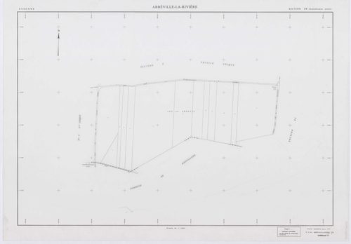 ABBEVILLE-LA-RIVIERE, plans minutes de conservation : tableau d'assemblage,1955, Ech. 1/10000 ; plans des sections A, B, C, D, E, F, G, H, I, J, 1955, Ech. 1/2000, sections ZB, ZC, 1998, Ech. 1/2000, sections ZE, ZH, 1999, Ech. 1/2000. Polyester. N et B. 