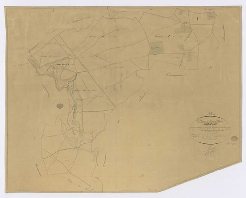 ABBEVILLE-LA-RIVIERE. - Plan d'assemblage, ech. 1/10000, coul., aquarelle, papier, 60x75 (1831). 