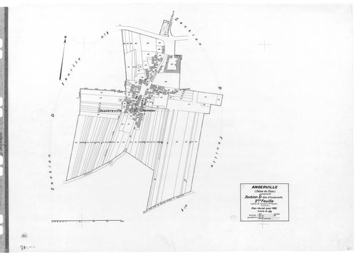 ANGERVILLE.- Cadastre révisé pour 1936 : plan du tableau d'assemblage , plans de la section A Rétréville 1ère feuille , idem 2ème feuille, section B La Ville 1ère feuille , section B le Village 2ème feuille, section C Le Noyer Saint Lubin 1ère feuille, id