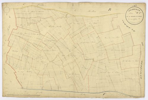 ANGERVILLE. - Section C - Noyer-saint-Lubin, 1, ech. 1/2500, coul., aquarelle, papier, 70x104 (1831). 