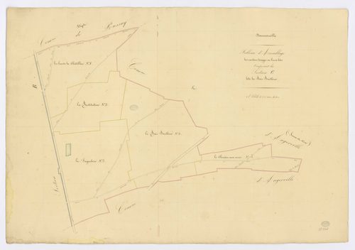 ANGERVILLE, Dommerville. -Tableau d'assemblage de la section C, ech. 1/4000, coul., aquarelle, papier, 63x90 (1839). 