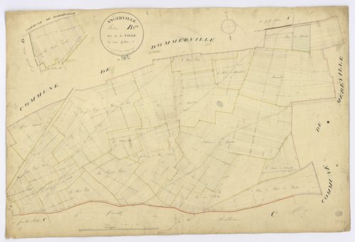 ANGERVILLE. - Section B - Ville (la), 1, ech. 1/2500, coul., aquarelle, papier, 70x104 (1831). 