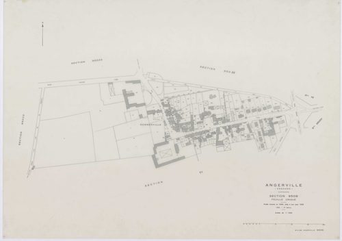 ANGERVILLE, plans minutes de conservation : tableau d'assemblage,1974, Ech. 1/10000 ; plans des sections B, D, F, 1936, Ech. 1/1250, section C, 1936, Ech. 1/2500, section 950B, 1939, Ech. 1/1000, sections 950ZD, 950ZE, 950ZH, 1958, Ech. 1/2000, sections Z