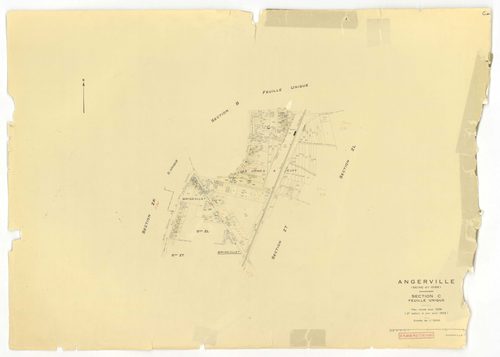 Plans minutes de conservation : ANGERVILLE : tableau d'assemblage, ech. 1/10000 (1936), sections D1 ech. 1/2500, D2 ech. 1/1250 (1936) ; sections B ech. 1/1250, C et D ech. 1/2500, F ech. 1/1250, ZA, ZK, ZL, ZM, ZN, ZP, ZR, ZS, ZT, ZV, ZW, ZX ech. 1/2000 
