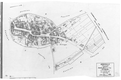 ANGERVILLE.- Cadastre révisé pour 1936 : plan du tableau d'assemblage , plans de la section A Rétréville 1ère feuille , idem 2ème feuille, section B La Ville 1ère feuille , section B le Village 2ème feuille, section C Le Noyer Saint Lubin 1ère feuille, id