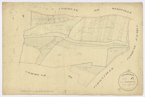ANGERVILLE. - Section F - Villeneuve, 2, ech. 1/2500, coul., aquarelle, papier, 70x103 (1831). 