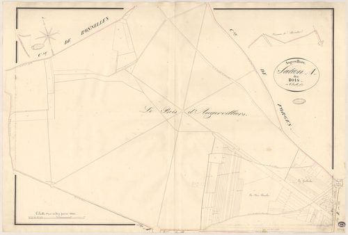 ANGERVILLIERS. - Section A : Bois (les), 1ère feuille. 