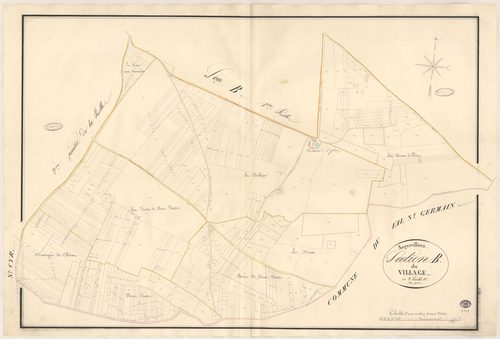 ANGERVILLIERS. - Section B : Village (le), 2e feuille. 