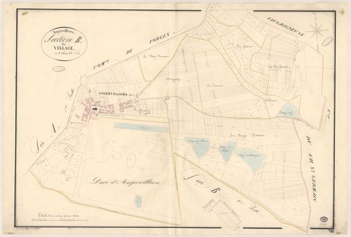 ANGERVILLIERS. - Section B : Village (le), 1ère feuille. 