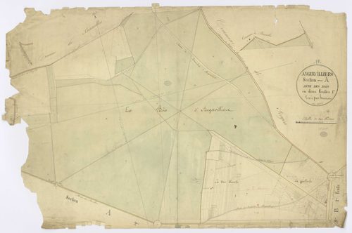 ANGERVILLIERS. - Section A - Bois (les), 1, ech. 1/2500, coul., aquarelle, papier, 68x104 (1826). 