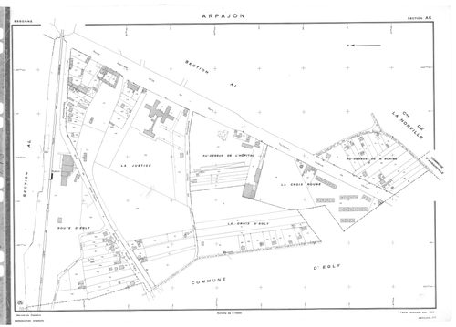 ARPAJON.- Cadastre révisé pour 1959 : plan du tableau d'assemblage, plans de la section AB, section AC, section AD, section AE, section AH, section AI, section AK, section AL, [9 plans]. 