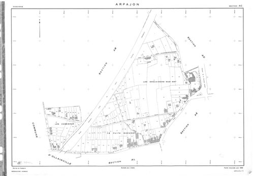ARPAJON.- Cadastre révisé pour 1959 : plan du tableau d'assemblage, plans de la section AB, section AC, section AD, section AE, section AH, section AI, section AK, section AL, [9 plans]. 