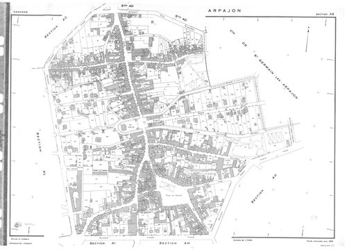 ARPAJON.- Cadastre révisé pour 1959 : plan du tableau d'assemblage, plans de la section AB, section AC, section AD, section AE, section AH, section AI, section AK, section AL, [9 plans]. 