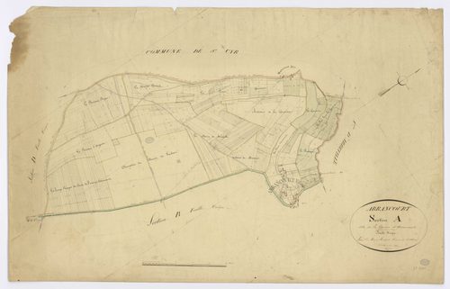 ARRANCOURT. - Section A - Garenne d'Arrancourt (la), ech. 1/2500, coul., aquarelle, papier, 66x103 (1831). 