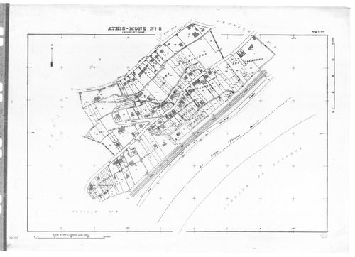 ATHIS-MONS .- Tirage de 1908 (23 feuilles numérotées de 1-23) ; plan d'ensemble d'Athis et Mons d'après l'ancien cadastre de 1812 ; tirage de 1933 plan du tableau d'assemblage ; tirage de 1934 (6 feuilles numérotées 12a, 12b, 15a, 15b, 15c, 18a) ; plan d'